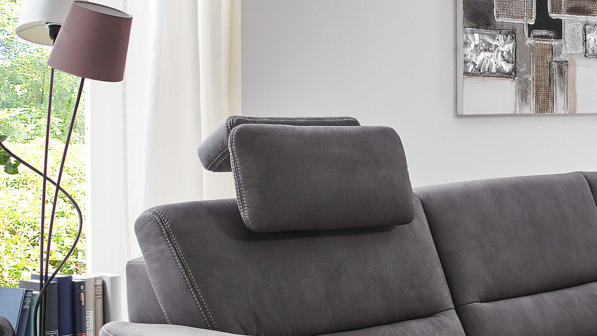 Nackenkissen Kopfstütze Nachrüstkopfstütze für Sofa Couch Sessel schwarz
