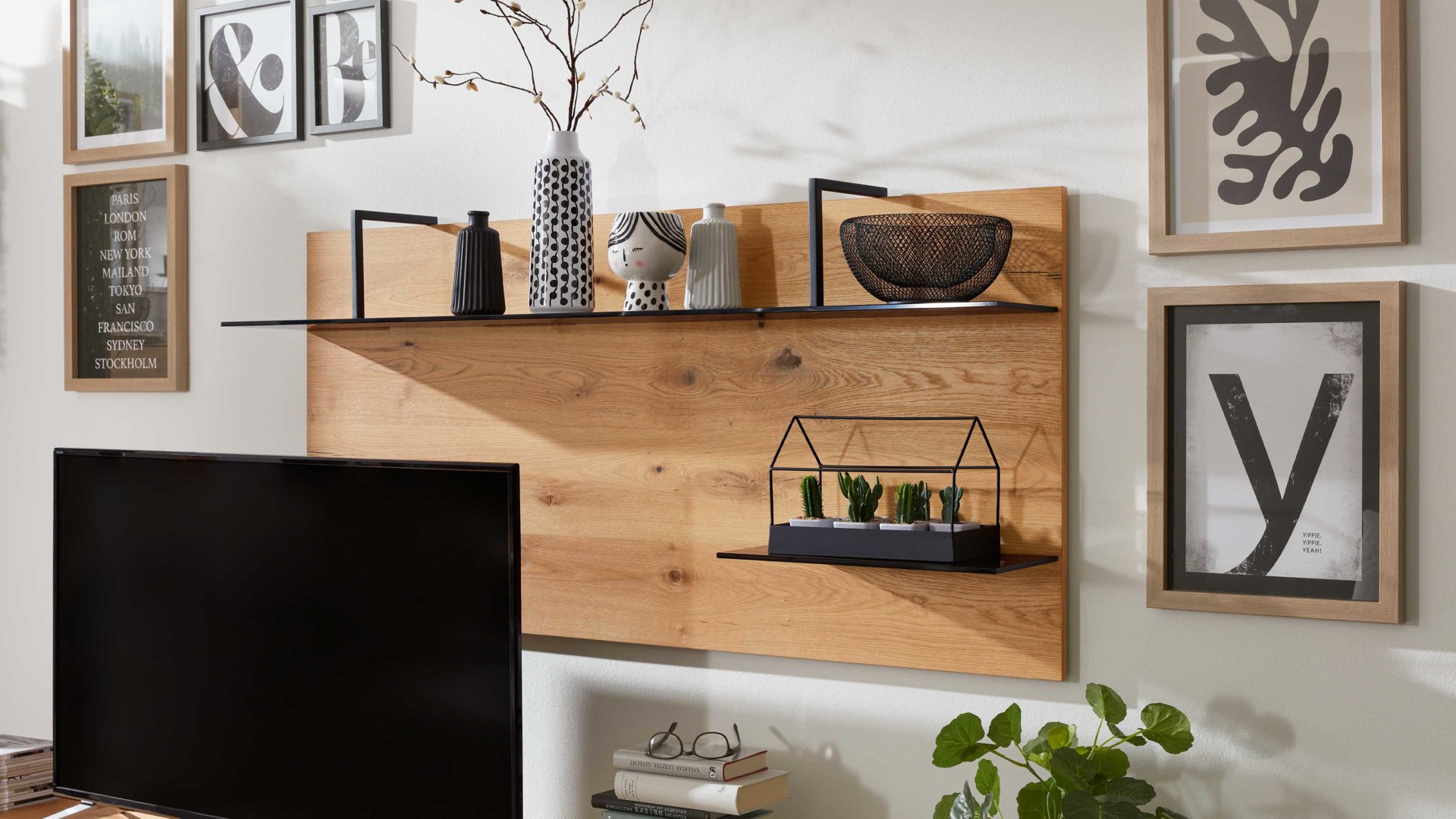 interliving wohnzimmer serie 2022 – wandregal wi-150r, rechts -  balkeneiche, ca. 150 x 70 cm
