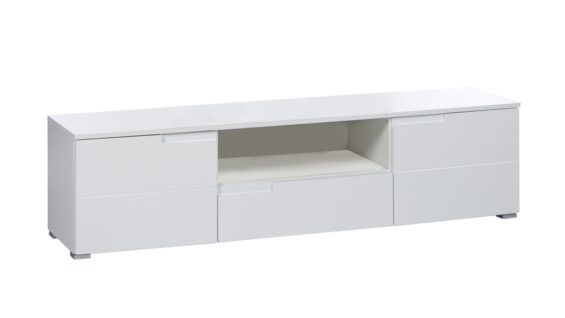 Lowboard Bega consult aus MDF in Weiß Lowboard für Ihre Medienmöbel und TV Möbel weiße Hochglanzfront & weißer Korpus – eine Schublade, zwei Türen