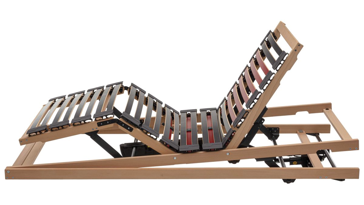 Lattenrost Interliving aus Holz in Holzfarben Interliving Lattenrahmen Medikontur 1952 - V6295 Reflux dreifach motorisch mit Funk – Liegefläche ca. 90 x 190 cm