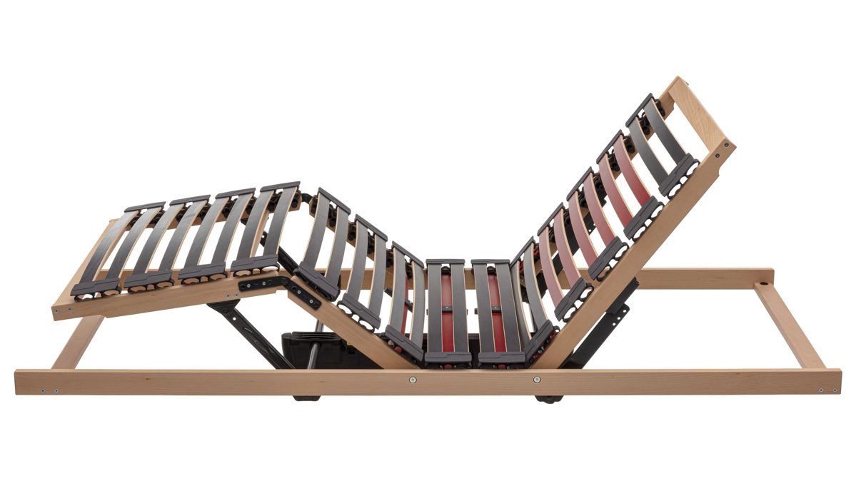Lattenrost Interliving aus Holz in Holzfarben Interliving Lattenrahmen Medikontur 1952 - V6282 zweifach motorisch mit Handschalter – Liegefläche ca. 80 x 200 cm