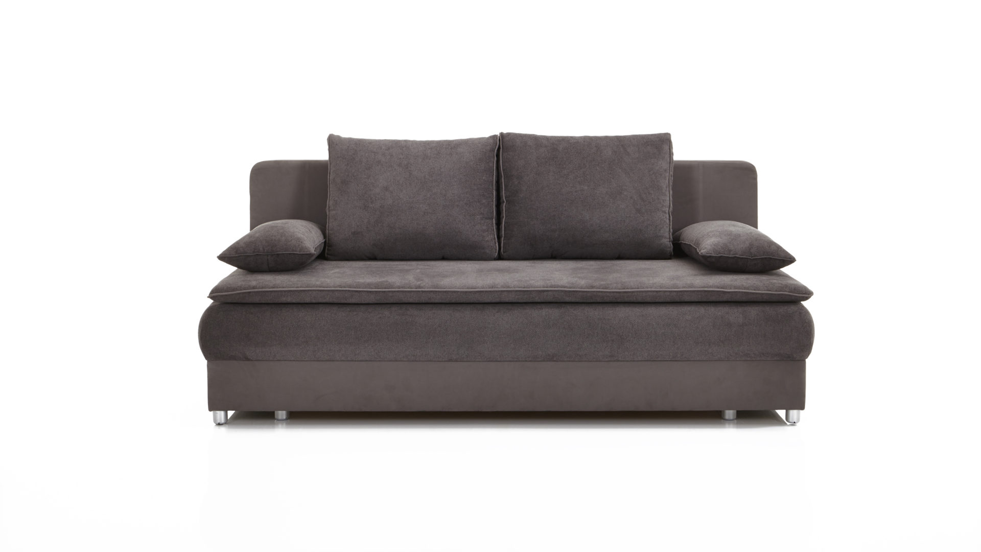 Schlafsofa Black red white aus Stoff in Grau Schlafsofa bzw. Schlafcouch grauer Chenille- & Kunstlederbezug – silberfarbene Füße