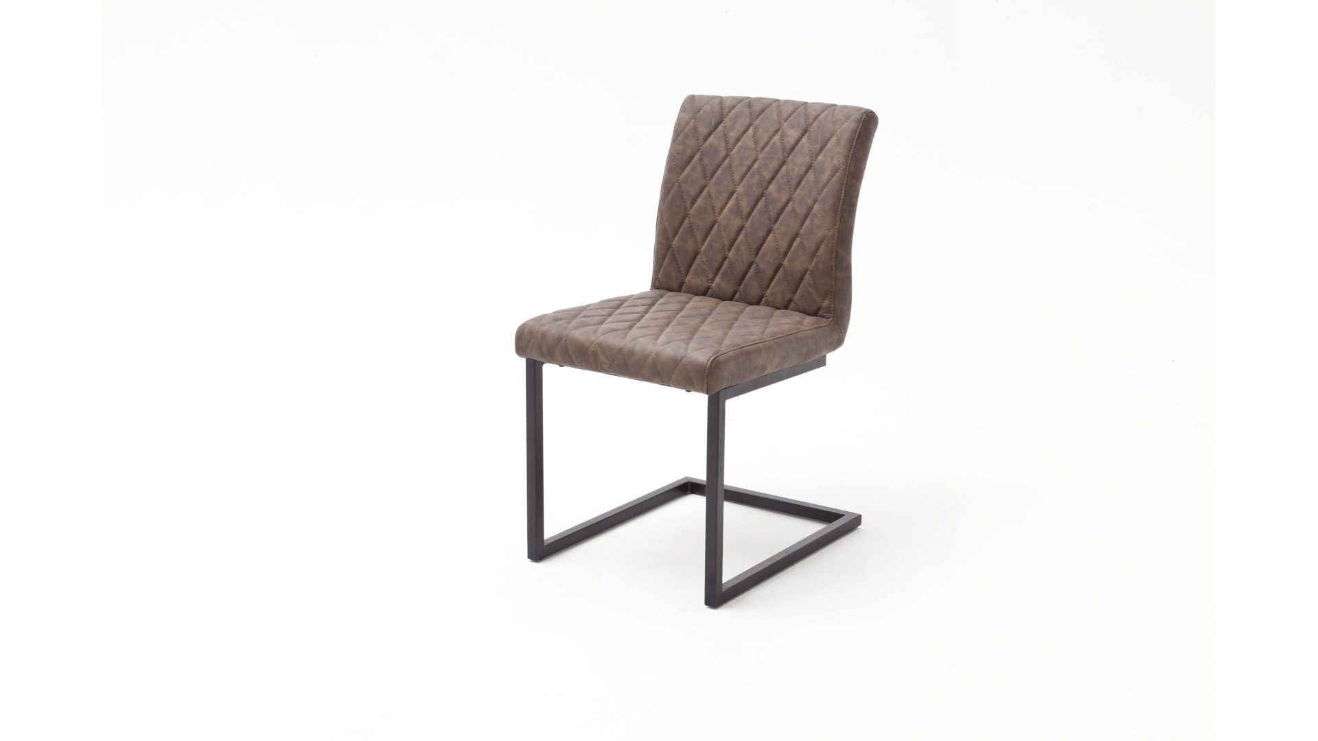 Schwingstuhl Mca furniture aus Stoff in Braun Schwingstuhl braunes Kunstleder GX & schwarzes Metallgestell, Rautensteppung