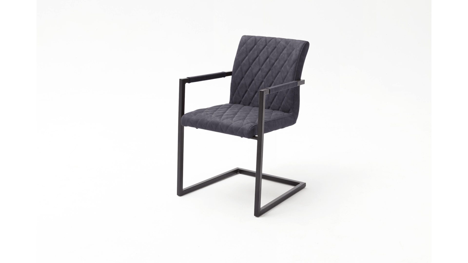 Schwingstuhl Mca furniture aus Stoff in Grau Armlehn-Schwingstuhl graues Kunstleder GX & schwarzes Metallgestell, Rautensteppung