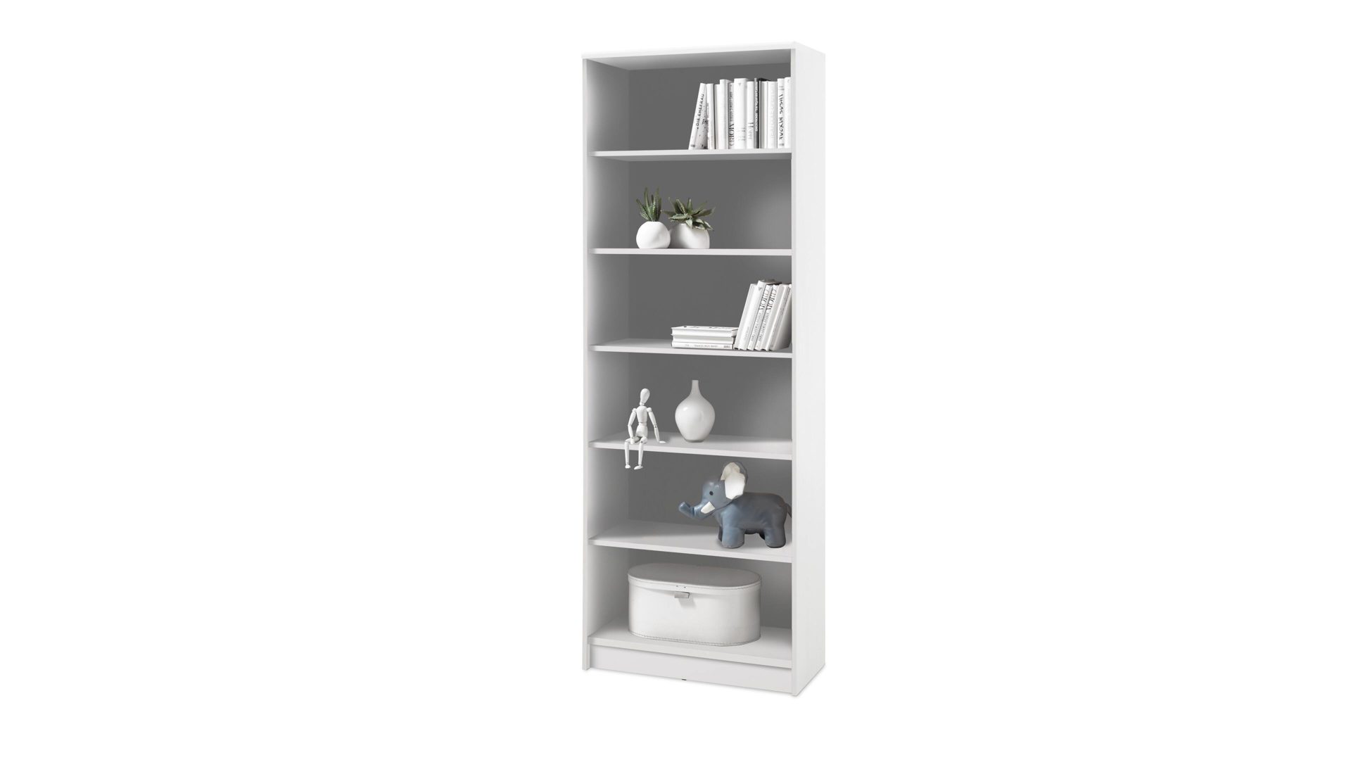 Regal Bega consult aus Holz in Weiß Bücherregal auch als Büromöbel einsetzbar weiße Kunststoffoberflächen – Höhe ca. 198 cm, fünf Böden