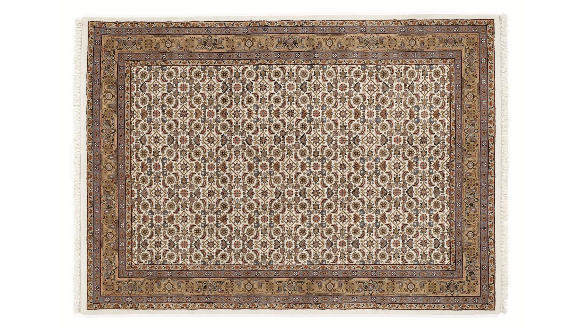 Orientteppich Oci aus Naturfaser in Braun Orientteppich Himla Herati für Ihre Wohnaccessoires cremefarbene & braune Schurwolle – ca. 70 x 140 cm