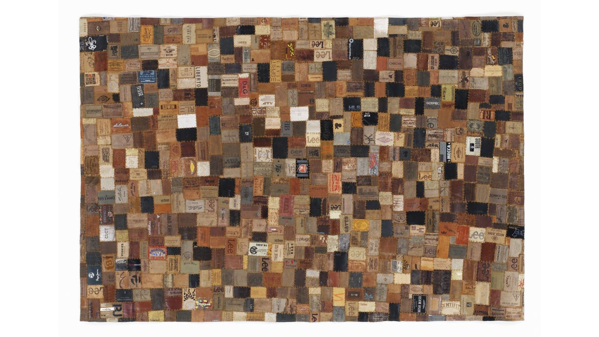 Lederteppich Oci aus Leder in Braun Lederteppich Labelstar für Ihre Wohnaccessoires multicolorfarbene Jeanslabel – ca. 120 x 180 cm