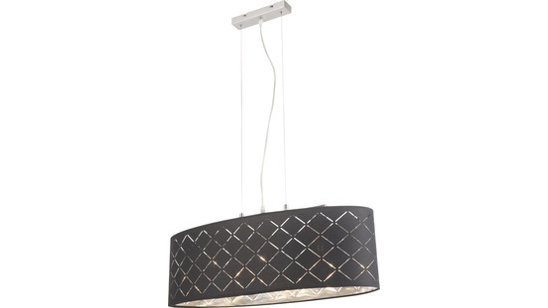 Pendelleuchte Globo lighting aus Stoff in Metallfarben Hängeleuchte Kidal Nickel matt & Grau – Länge ca. 65 cm