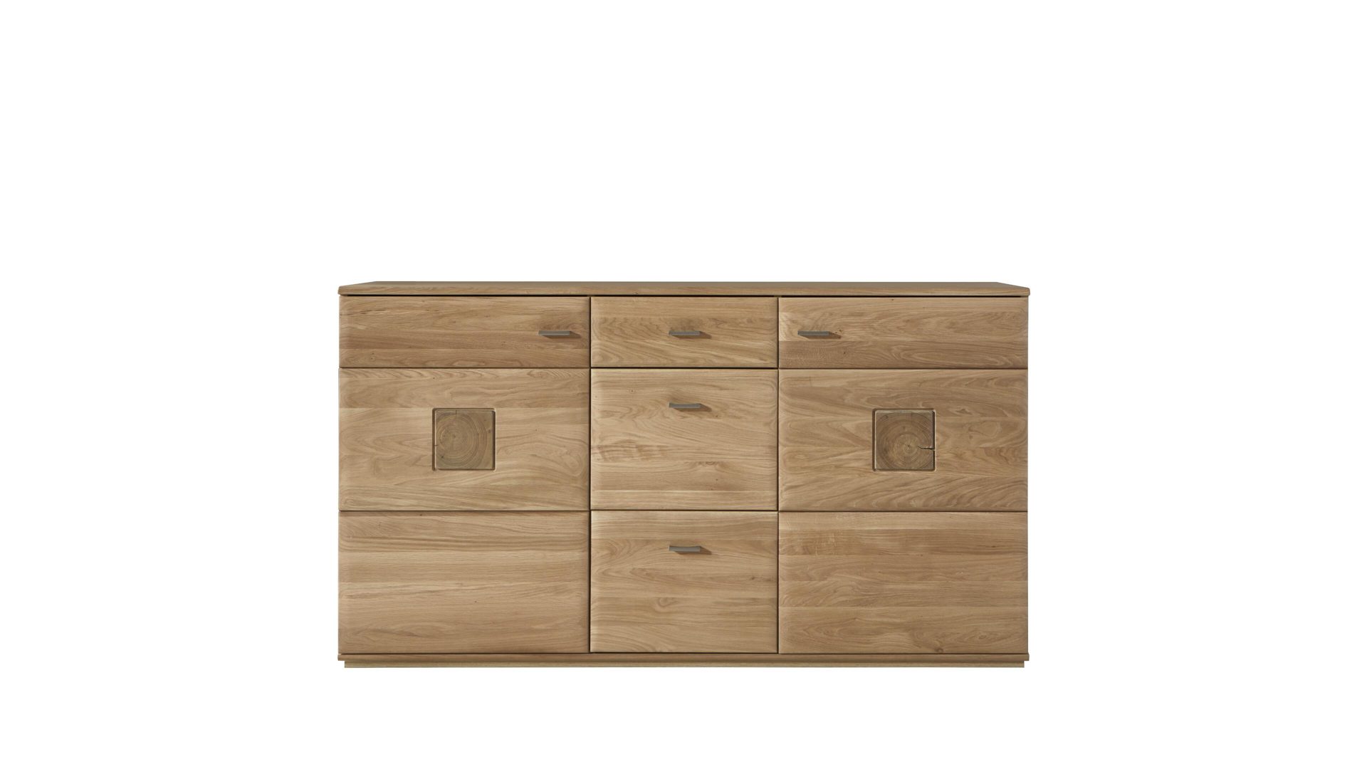 Sideboard Mca furniture aus Holz in Holzfarben Sideboard biancofarbenes Eichenholz & Hirnholz – drei Türen, drei Schubladen