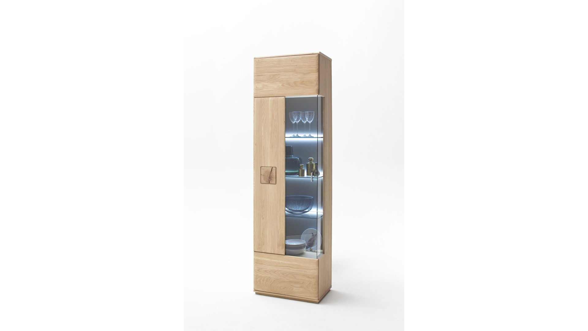 Vitrine Mca furniture aus Holz in Holzfarben Kombi-Vitrinenschrank biancofarbenes Eichenholz & Hirnholz – zwei Türen