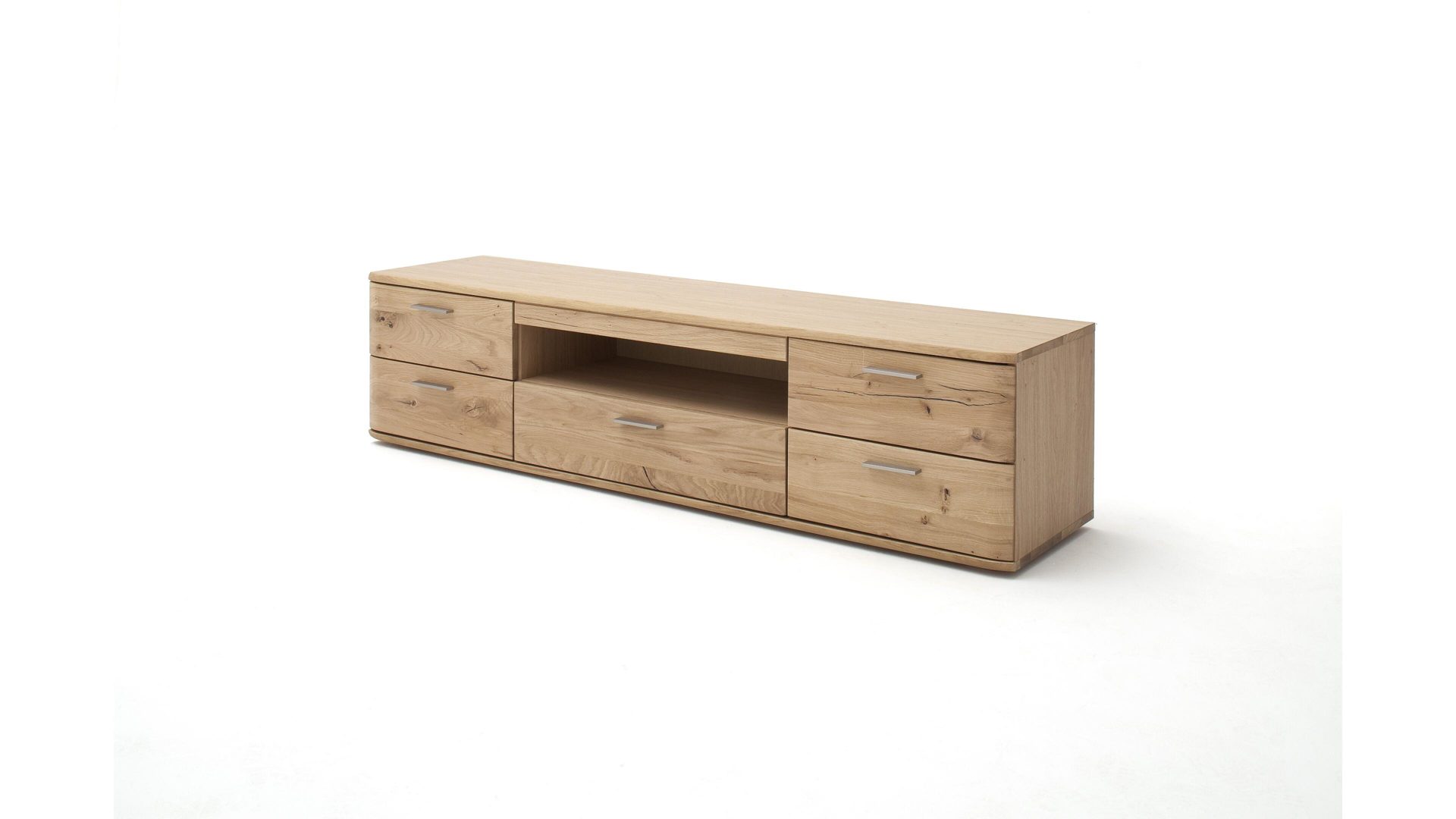 Lowboard Mca furniture aus Holz in Holzfarben Lowboard biancofarbene Balkeneiche – fünf Schubladen, ein offenes Fach
