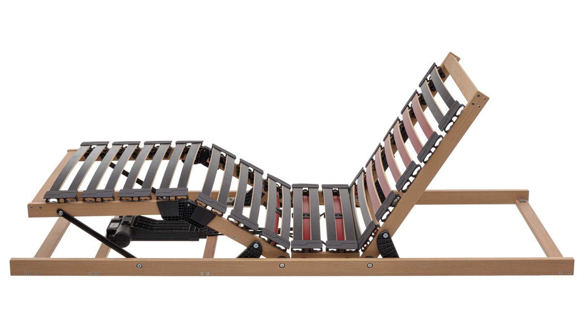 Lattenrost Interliving aus Holz in Holzfarben Interliving Lattenrahmen Medikontur 1952 - V6288 Smart zweifach motorisch mit Handschalter – Liegefläche ca. 140 x 200 cm