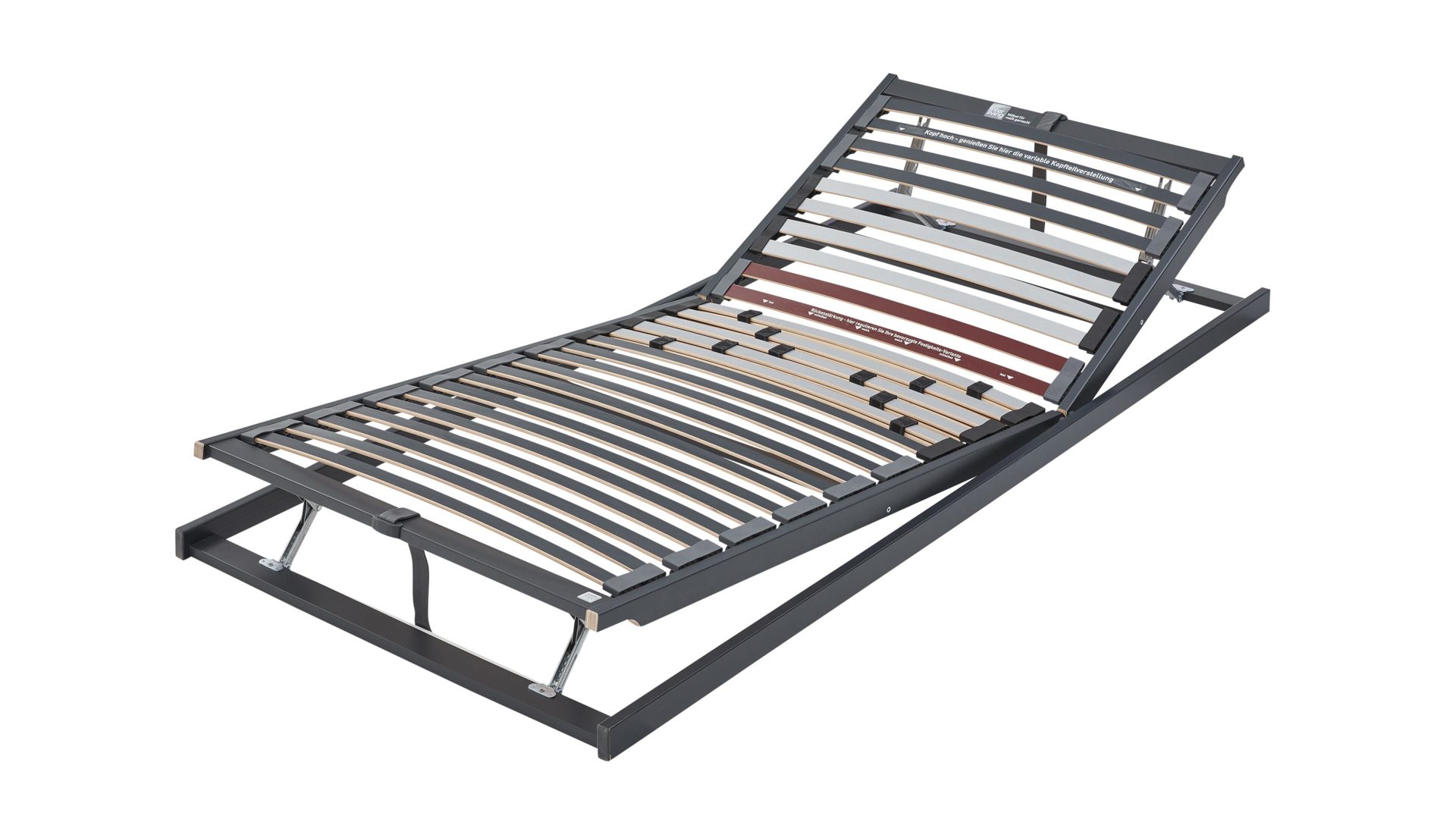 Lattenrost Interliving aus Holz in Grau Interliving Lattenrost Serie 1941 mit manuellen Funktionen manuelle Rücken- & Fußteilverstellung – Liegefläche ca. 80 x 190 cm