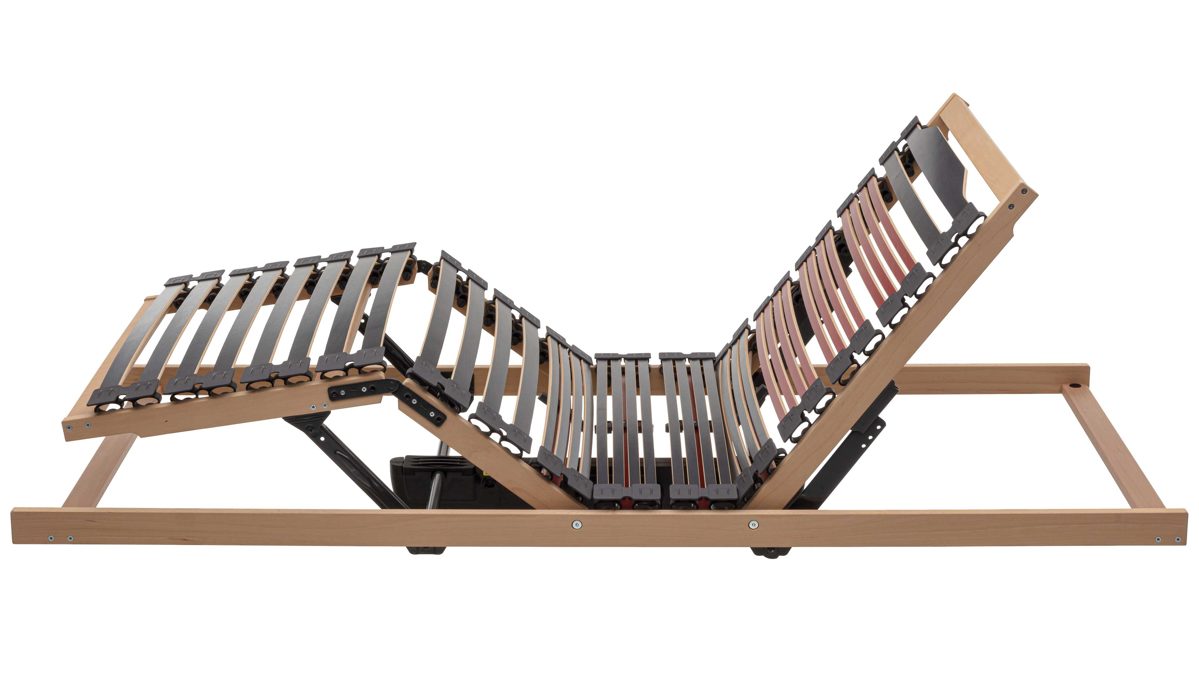 Lattenrost Interliving aus Holz in Holzfarben Interliving Lattenrahmen Medikontur 1953 - V6382 zweifach motorisch mit Handschalter – Liegefläche ca. 90 x 190 cm