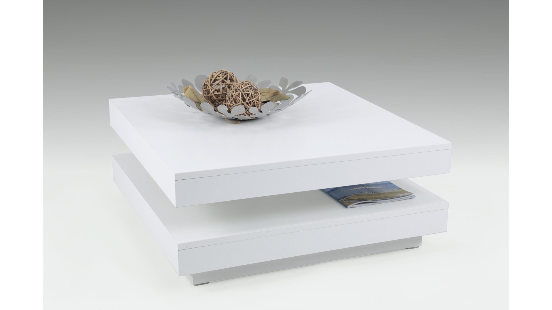 Couchtisch Hela aus Holz in Weiß Funktions-Couchtisch weiße Kunststoffoberflächen – ca. 78 x 78 cm