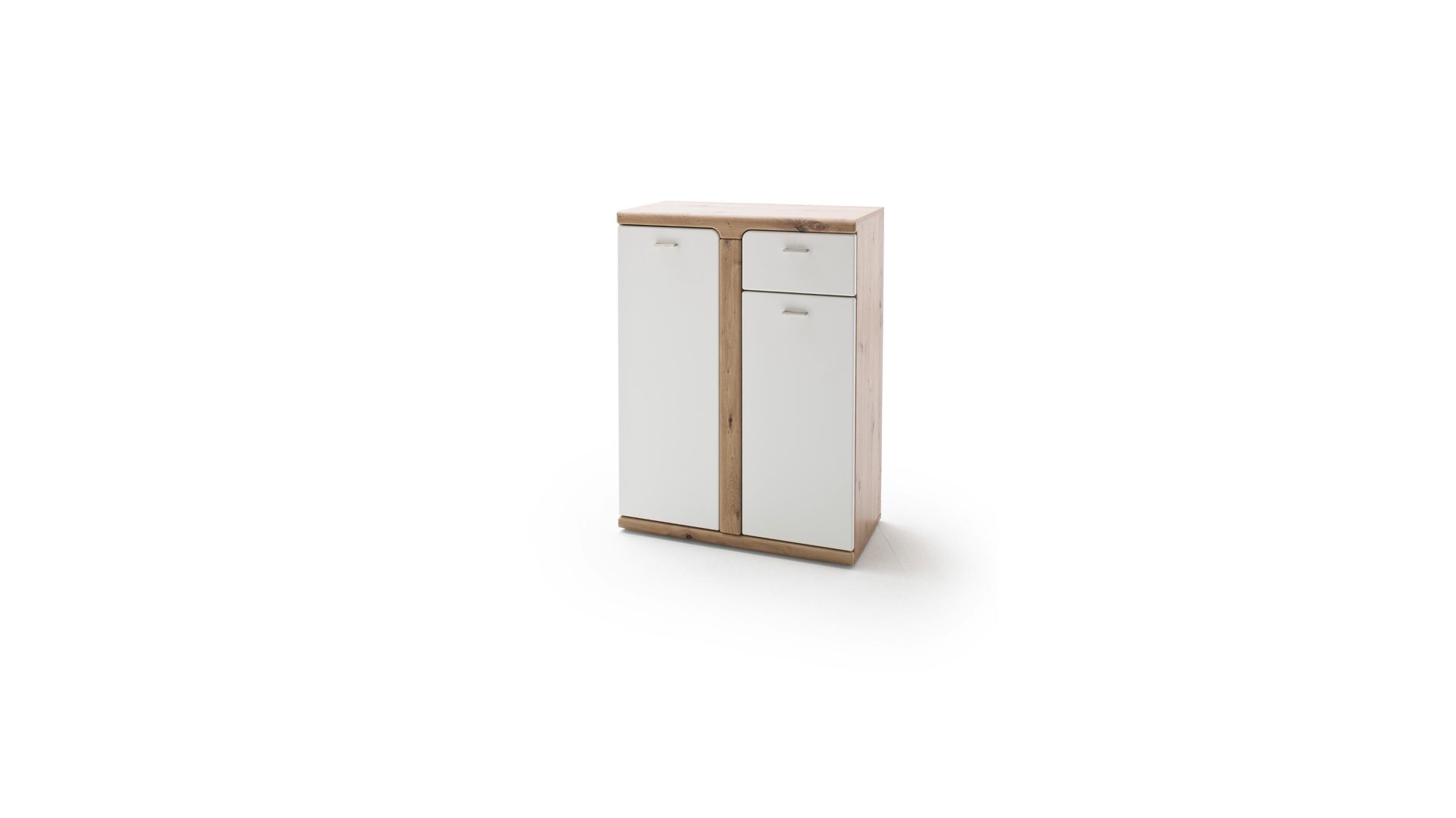 Kombikommode Mca furniture aus Holz in Weiß Garderoben-Kombikommode weiße & balkeneichefarbene Kunststoffoberflächen – zwei Türen, eine Schublade