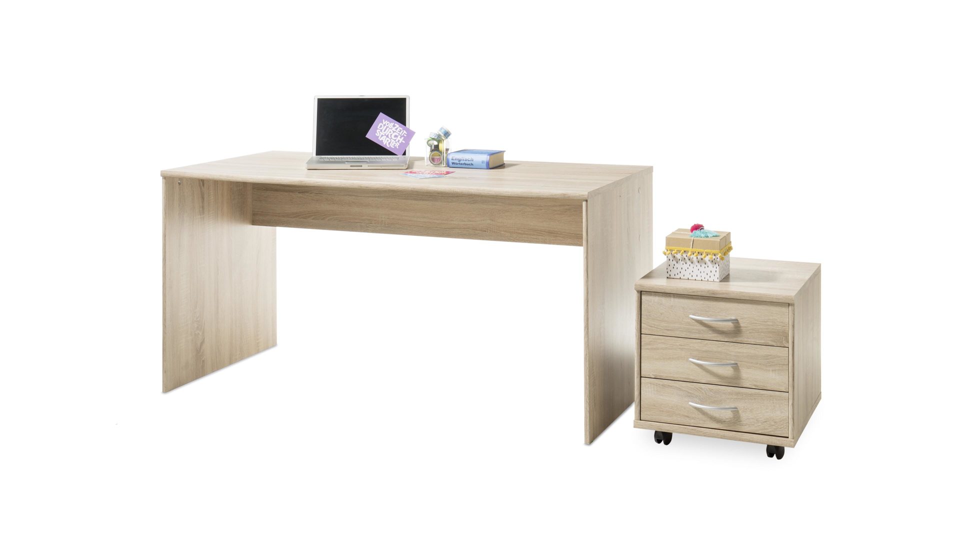 Schreibtisch Bega consult aus Holz in Holzfarben Schreibtisch Sonoma eichefarbene Kunststoffoberflächen – ca. 150 x 75 cm