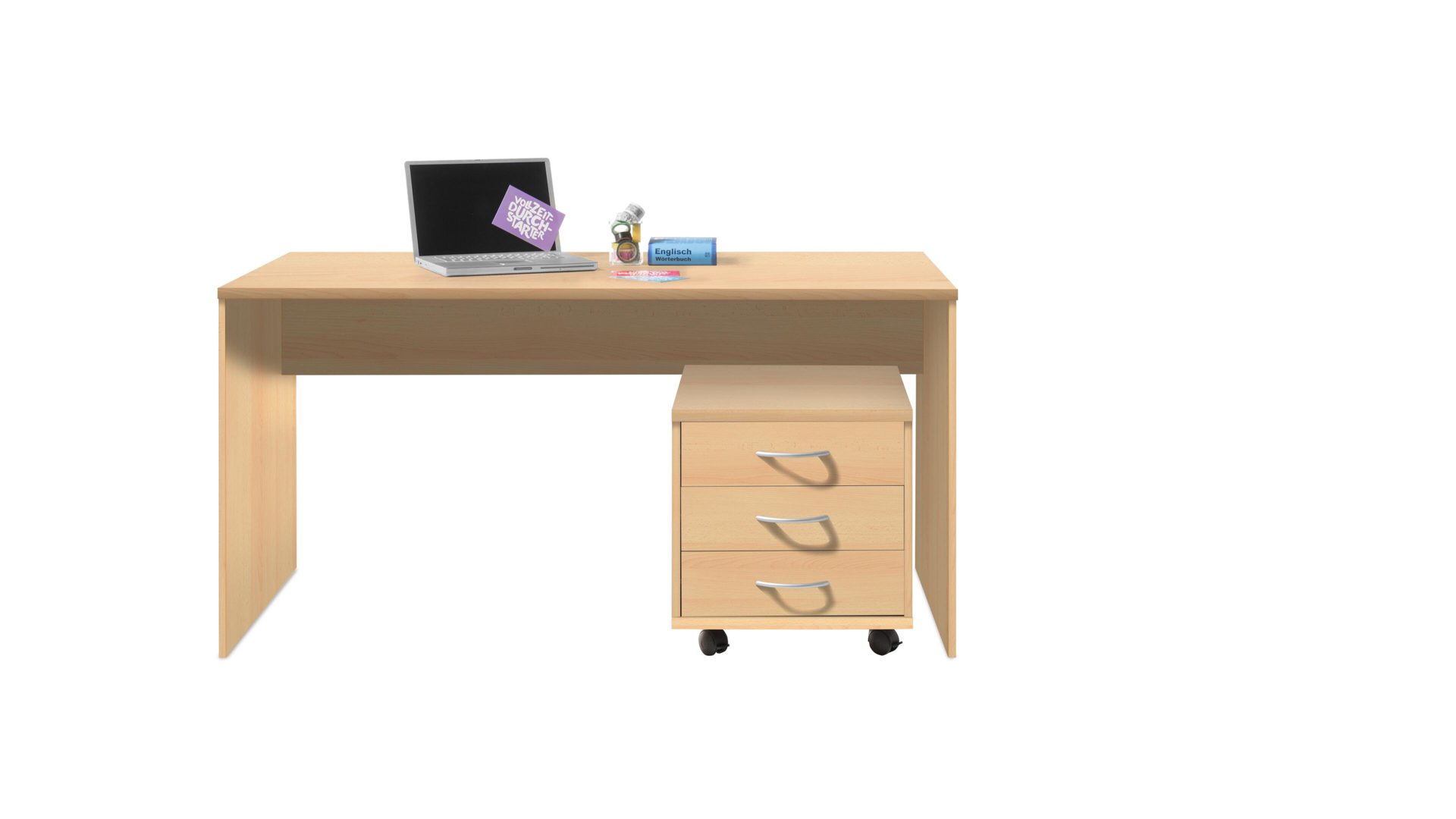 Schreibtisch Bega consult aus Holz in Holzfarben Schreibtisch buchefarbene Kunststoffoberflächen – ca. 150 x 75 cm