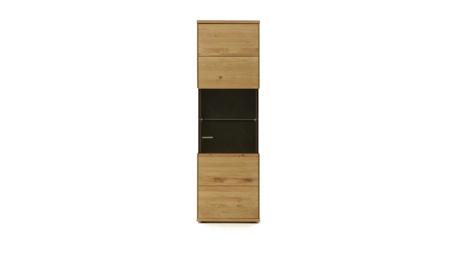 Vitrine Decker aus Holz in Holzfarben Highboard-Vitrine biancofarbene Wildeiche – eine Tür