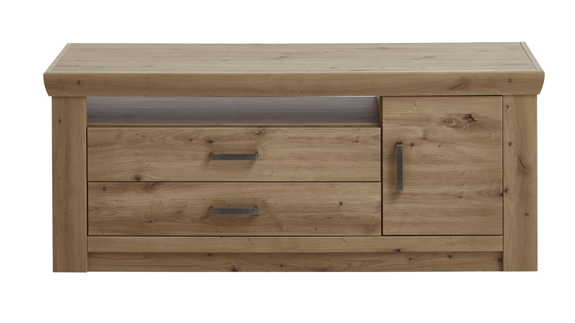 Lowboard Mca furniture aus Holz in Holzfarben TV-Lowboard balkeneichefarbene Kunststoffoberflächen – zwei Schubladen, eine Tür