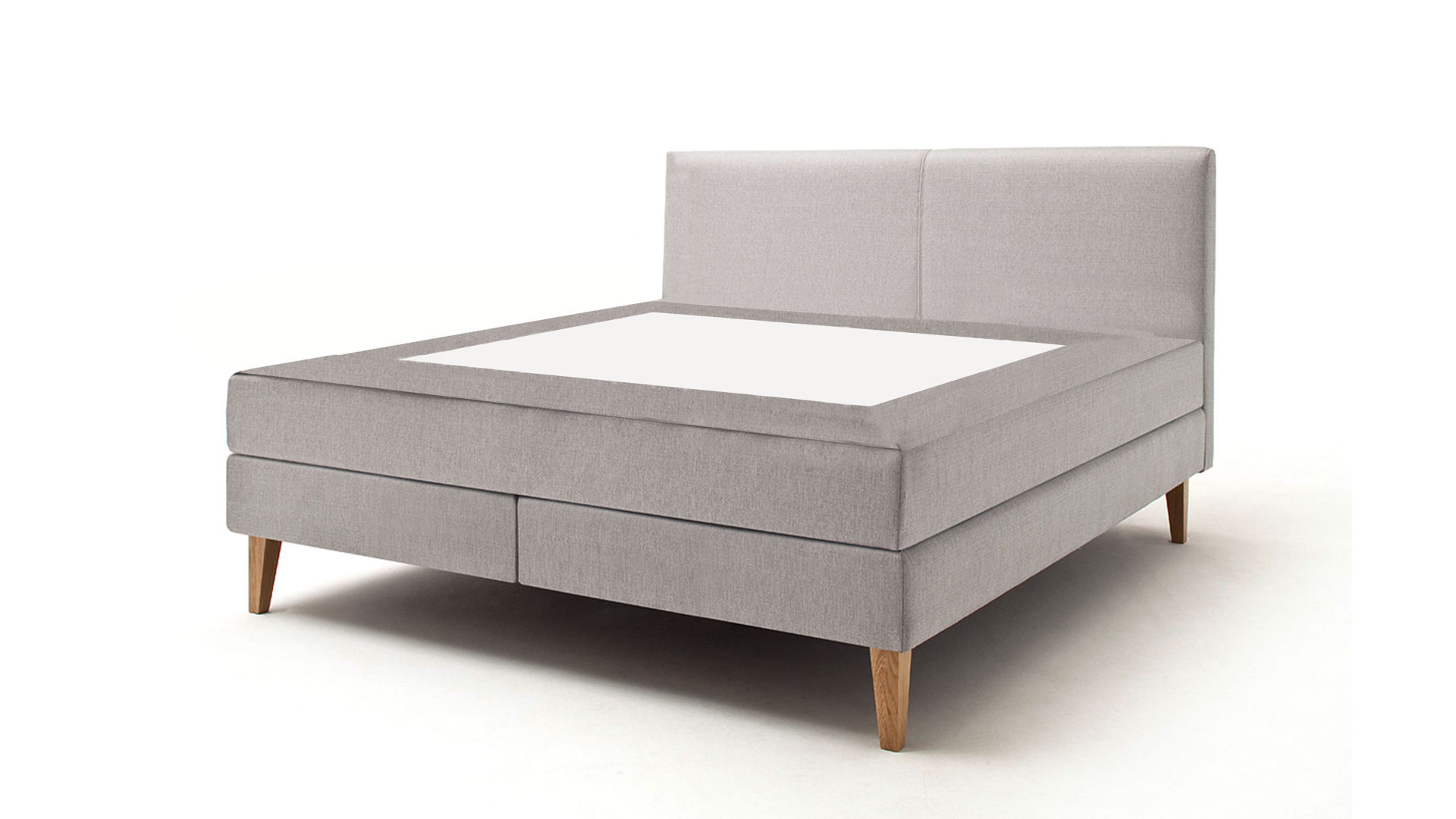 Boxspringbett Meise.möbel aus Stoff in Grau Boxspringbett Greta hellgrauer Stoffbezug Porto 31 & Holzfüße – Liegefläche ca. 180 x 200 cm