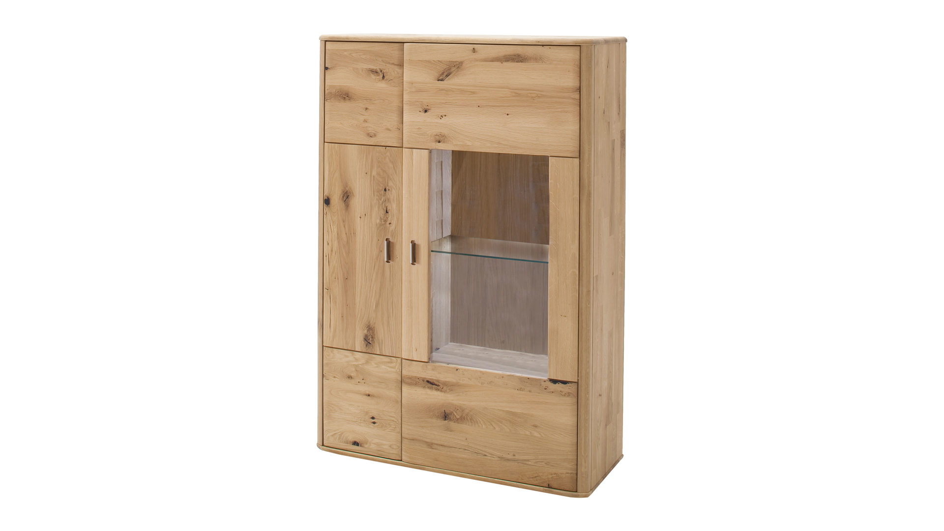 Vitrine Mca furniture aus Holz in Holzfarben Vitrinenschrank biancofarbene Balkeneiche – zwei Türen