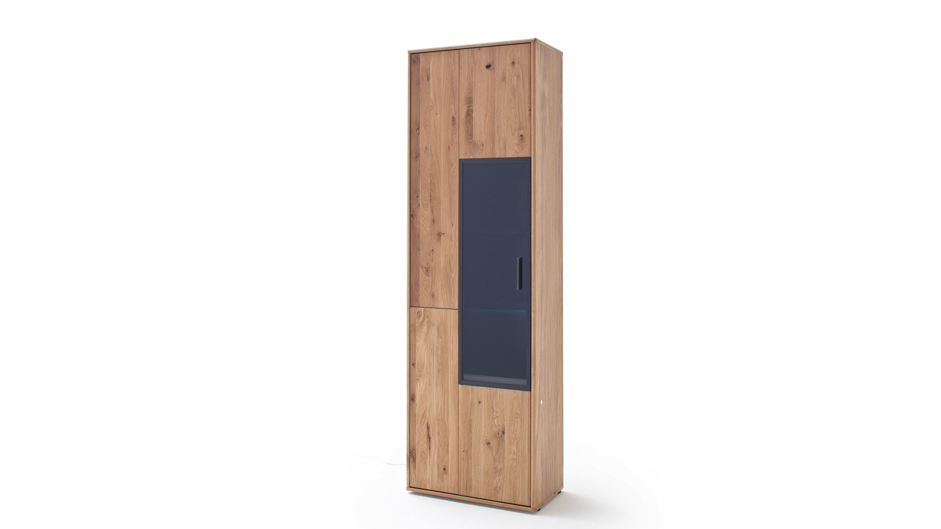 Vitrine Mca furniture aus Holz in Holzfarben Vitrinenschrank Bianco geölte Asteiche & anthrazitfarbene Lackoberflächen – eine Tür