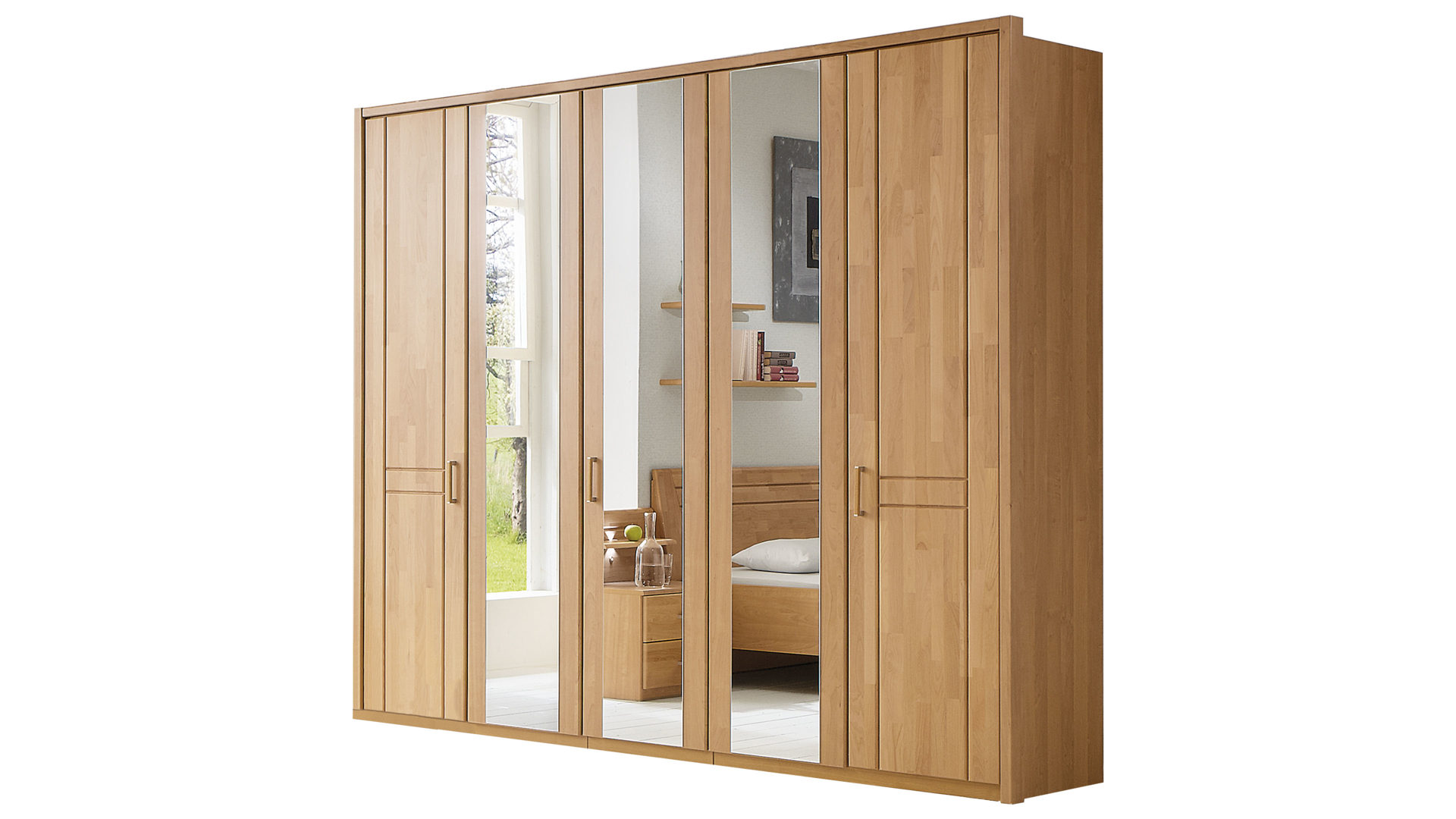 Kleiderschrank Möbelwerke mastershausen aus Holz in Holzfarben rauch ORANGE M Kleiderschrank mit Passepartout Erle - fünf Türen, Breite ca. 240 cm