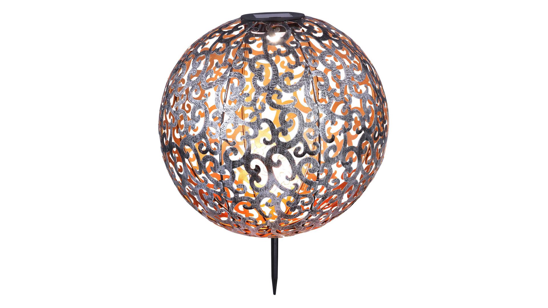 Gartenstecker Globo lighting aus Metall in Metallfarben Solarleuchte 33744 silberfarbenes Metall – Durchmesser ca. 29 cm