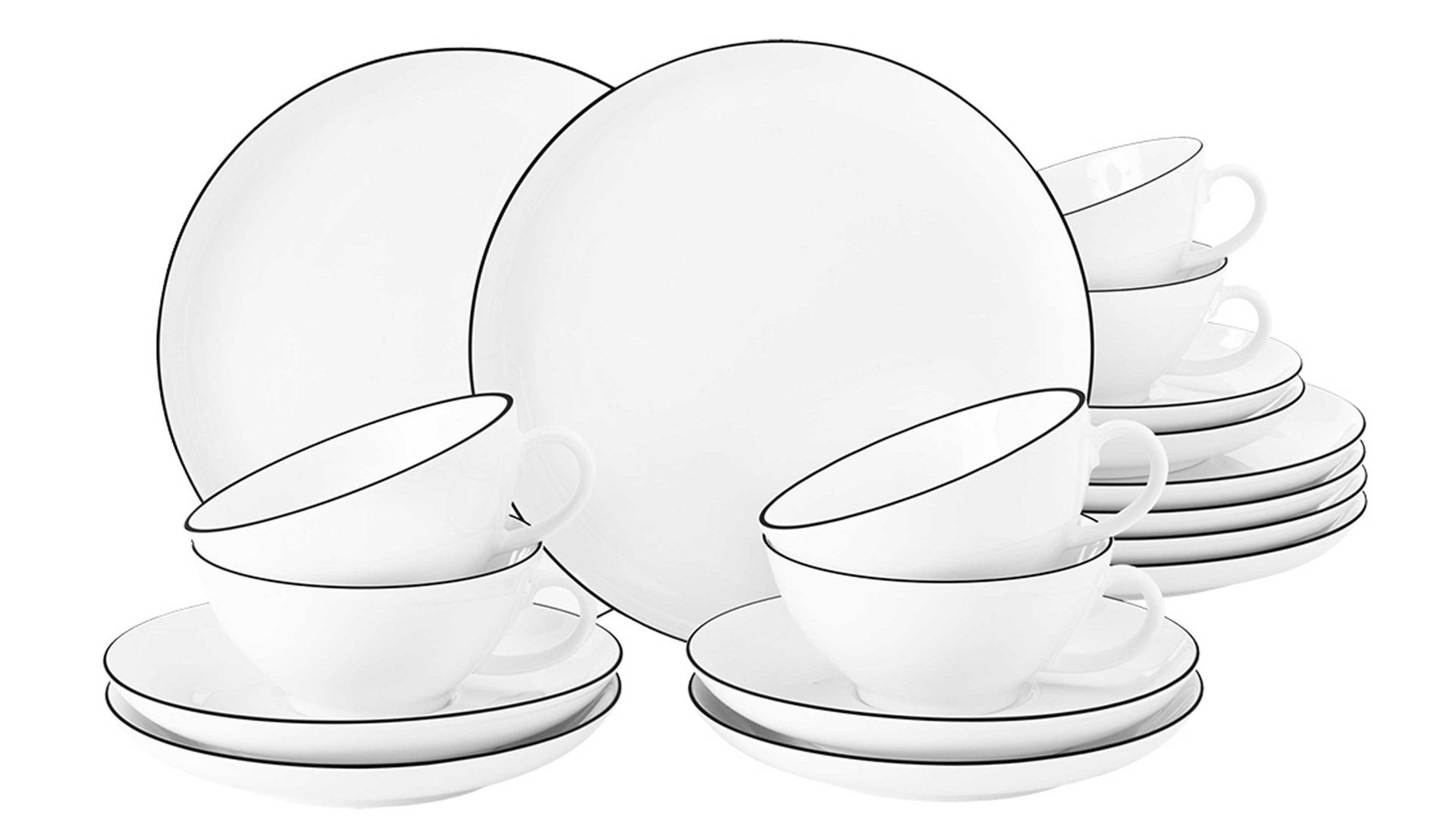 Teeservice Seltmann aus Porzellan in Weiß Seltmann Teeservice Lido weißes Porzellan - 18-teilig, große Tassen