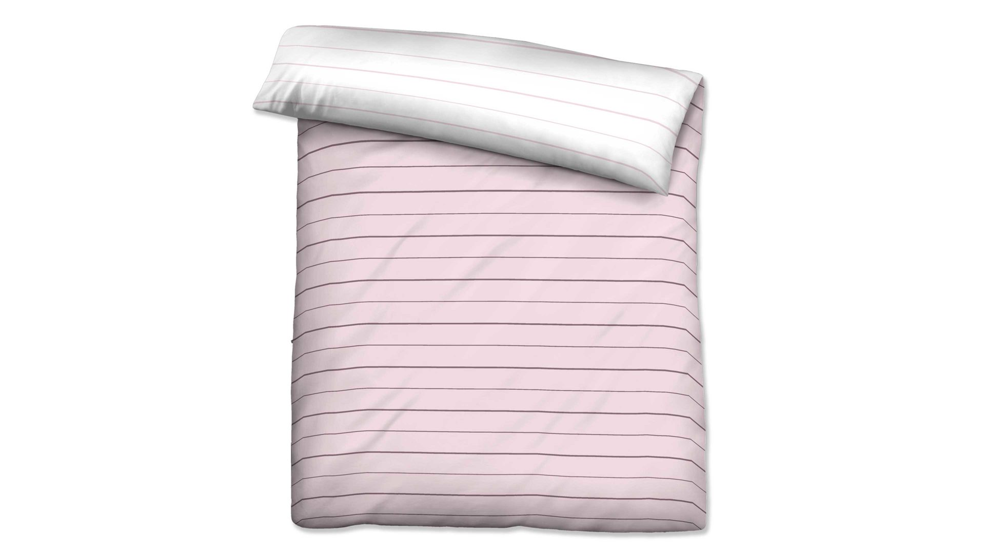 Bettbezug Biberna aus Stoff in Pastellfarben biberna Mako-Satin Bettdeckenbezug Streifen Mix & Match rosefarbene & sturmgraue Streifen – ca. 200 x 200 cm