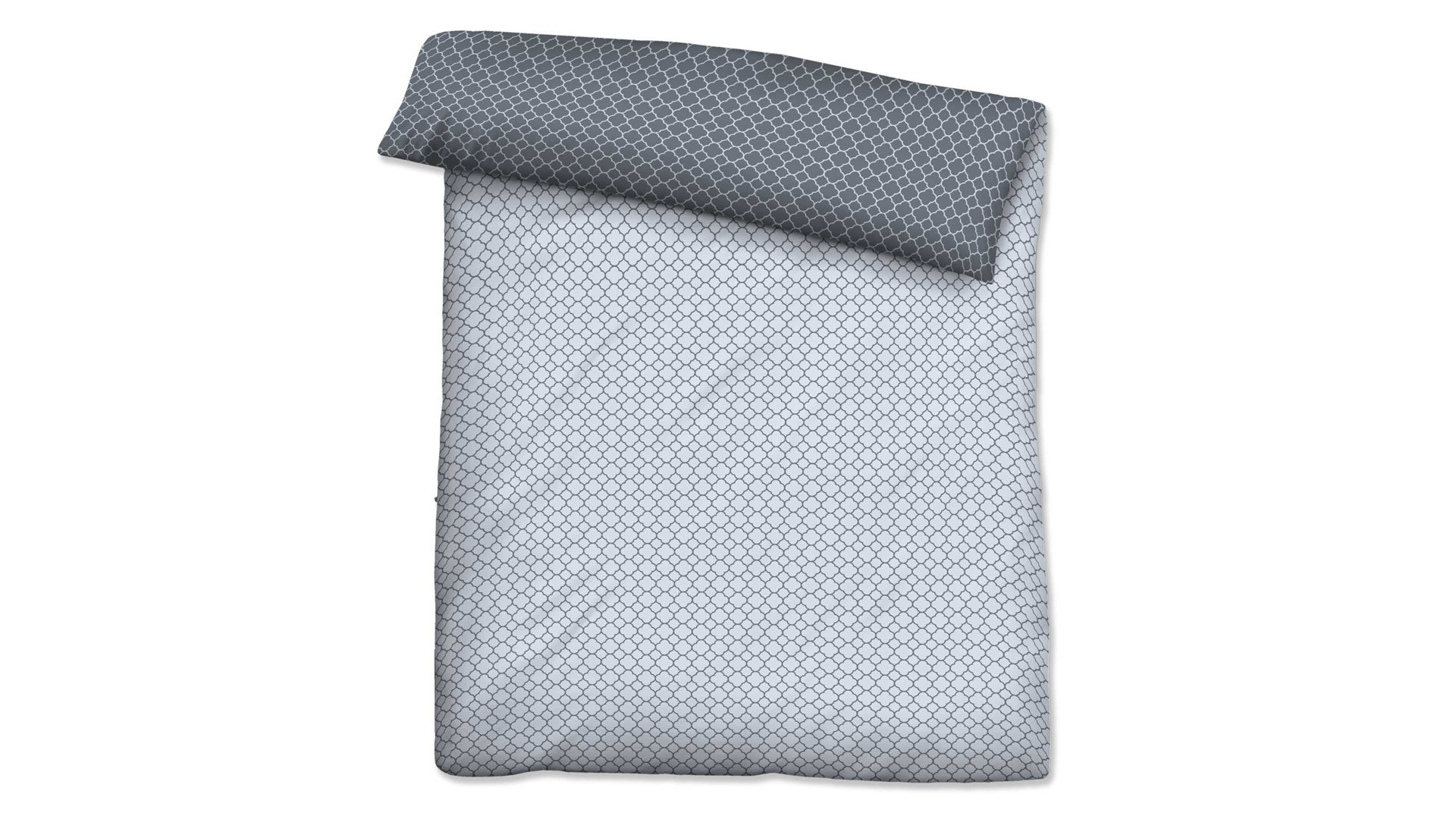 Bettbezug Biberna aus Stoff in Blau biberna Mako-Satin Bettdeckenbezug Grafik Mix & Match rauch- & graublaues Grafikmuster – ca. 135 x 200 cm
