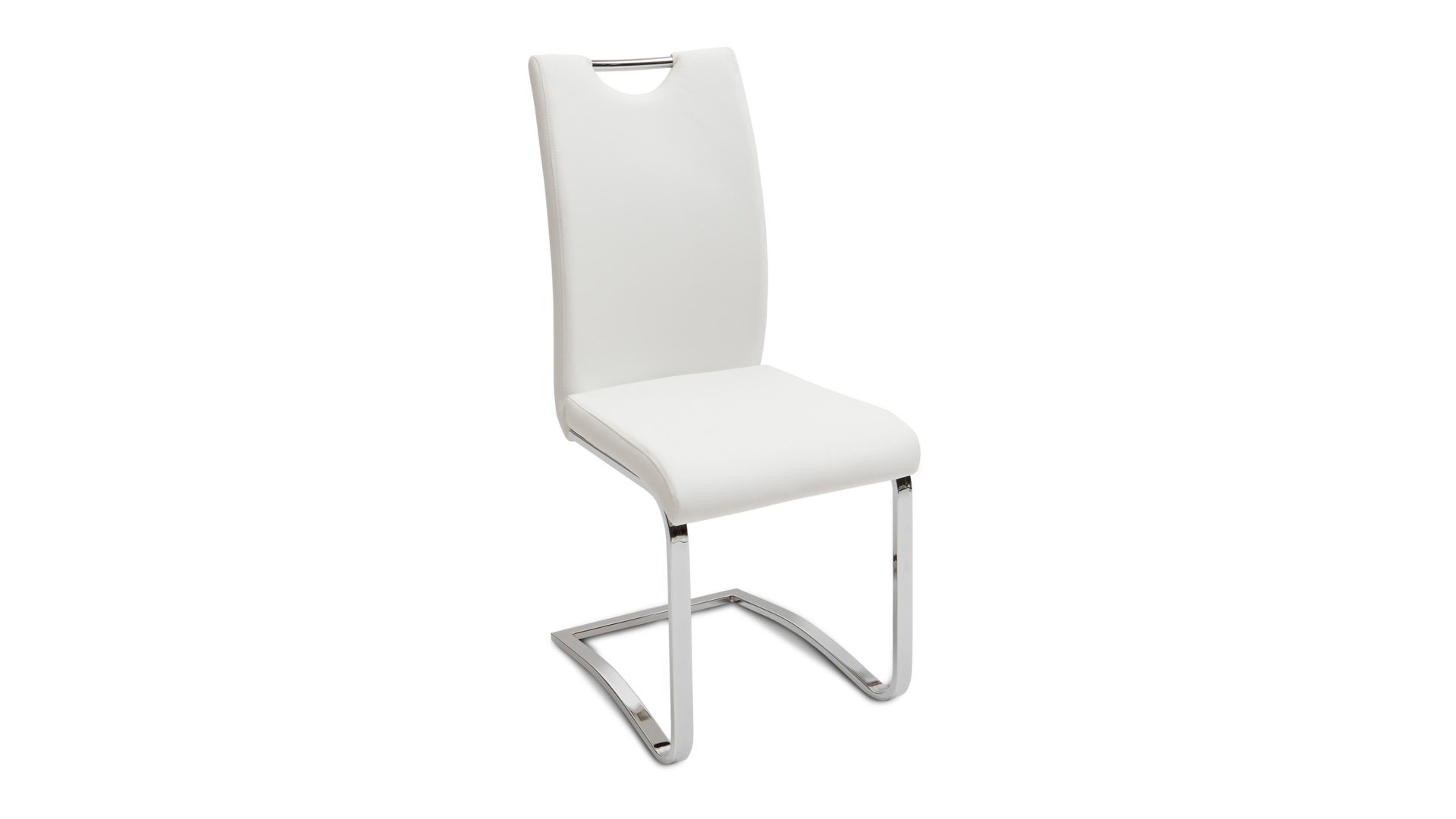 Schwingstuhl Mca furniture aus Stoff in Weiß Schwingstuhl als moderner Freischwinger  weißes Kunstleder CPW & verchromtes Metallgestell