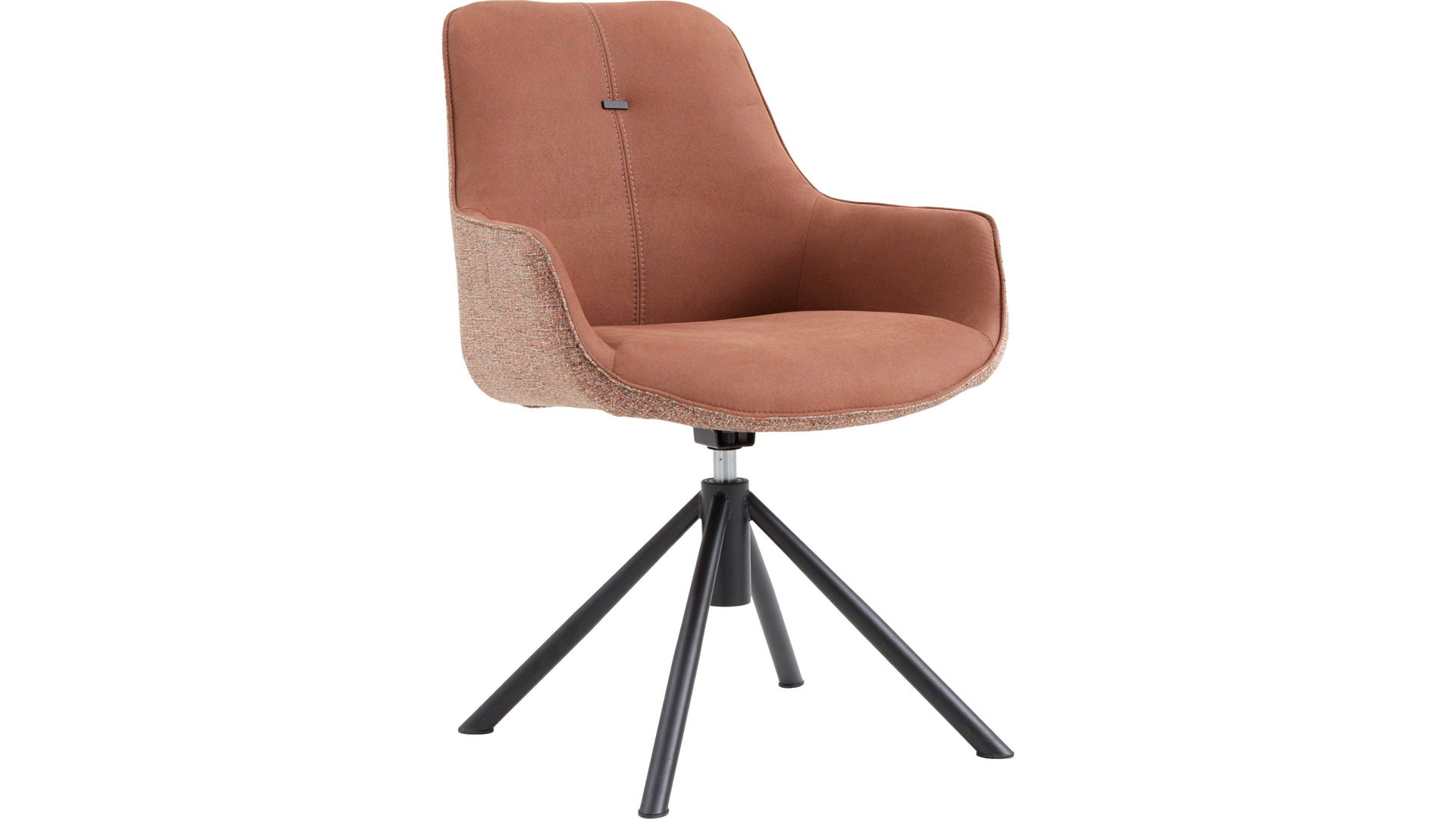 Vierfußstuhl Habufa aus Stoff in Orange HABUFA Schalenstuhl Jill als Sitzmöbel cognacfarbene Stoffkombination & schwarze Metallfüße