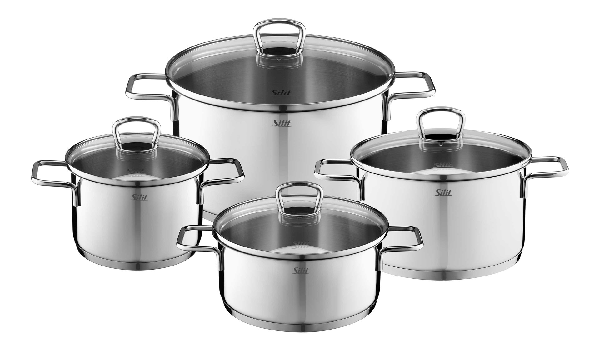 Topf-Set Wmf aus Metall in Metallfarben Silit Topf-Set Alicante Edelstahl – vierteilig