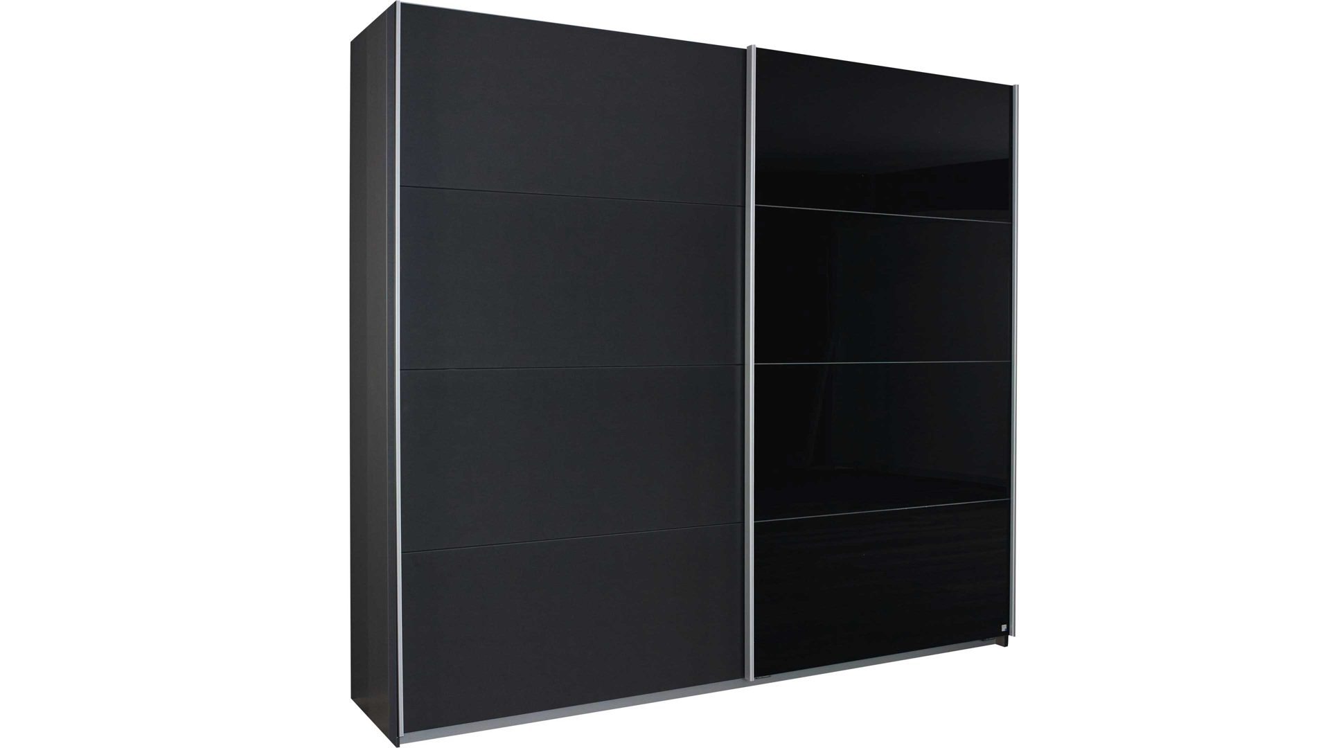 Kleiderschrank Rauch aus Glas Holz in Schwarz rauch ORANGE Schwebetürenschrank Quadra - Kleiderschrank Metallicgrau & Schwarzglas – zwei Türen, Breite ca. 226 cm