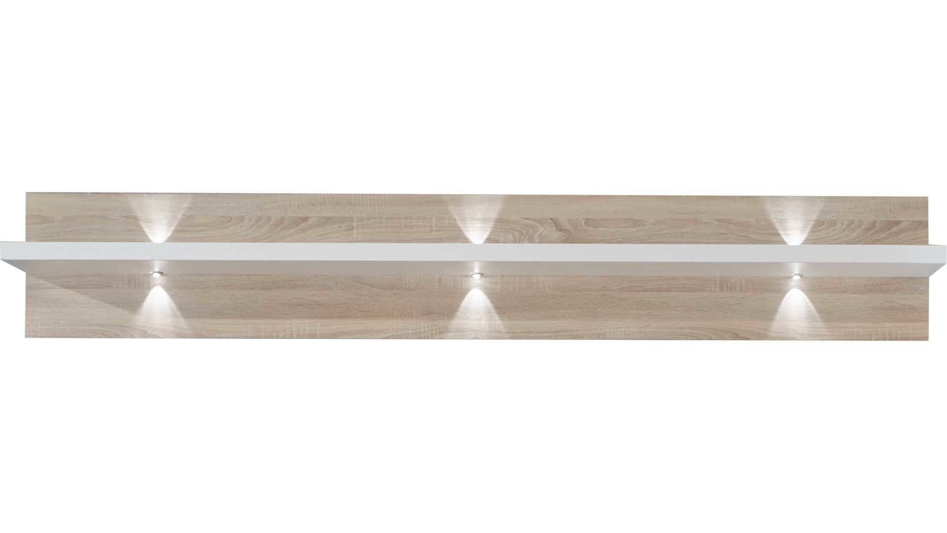 Wandregal Ideal möbel aus Holz in Holzfarben Wandregal Manhattan Weiß & Eiche sägerau – Länge ca. 200 cm