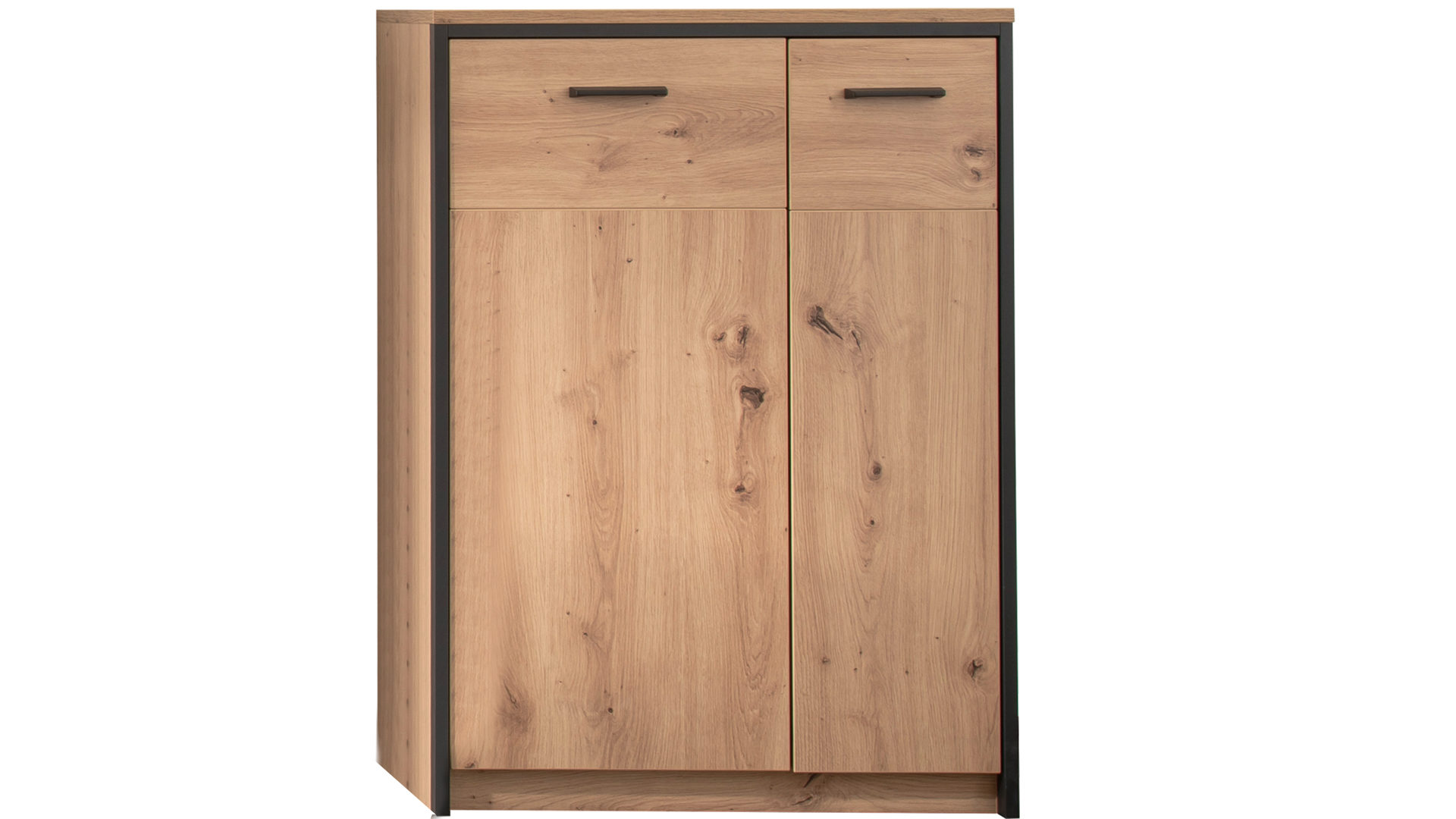 Türenkommode Mca furniture aus Holz in Holzfarben Garderobenserie Bergen – Türenkommode Balkeneiche & Anthrazit – zwei Türen