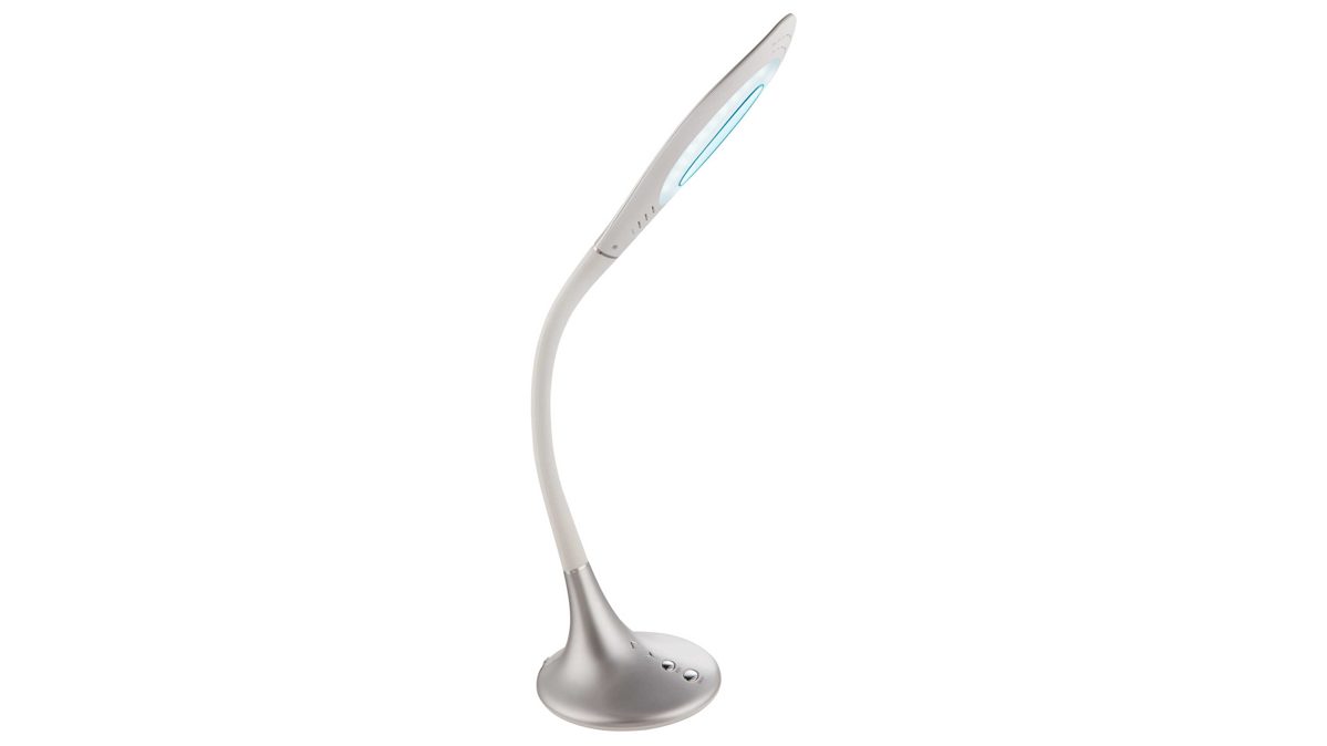 Tischleuchte Globo lighting aus Kunststoff in Metallfarben GLOBO LED-Schreibtischleuchte Pattaya - LED-Schreibtischlampe Silber & Weiß – Höhe ca. 79 cm