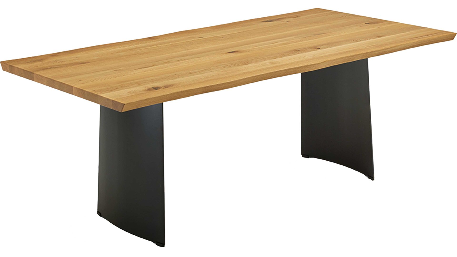Esstisch Niehoff sitzmoebel aus Holz in Holzfarben NIEHOFF Esstisch Charaktereiche & schwarzes Metall – ca. 200 x 100 cm