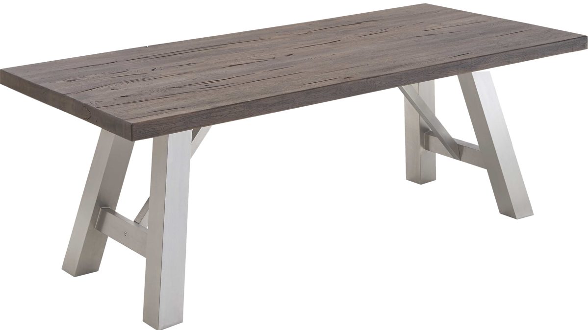 Esstisch Niehoff sitzmoebel aus Holz in Holzfarben NIEHOFF Holztisch Vintage-Dining als Esstisch Earl grey & Edelstahl – ca. 200 x 100 cm