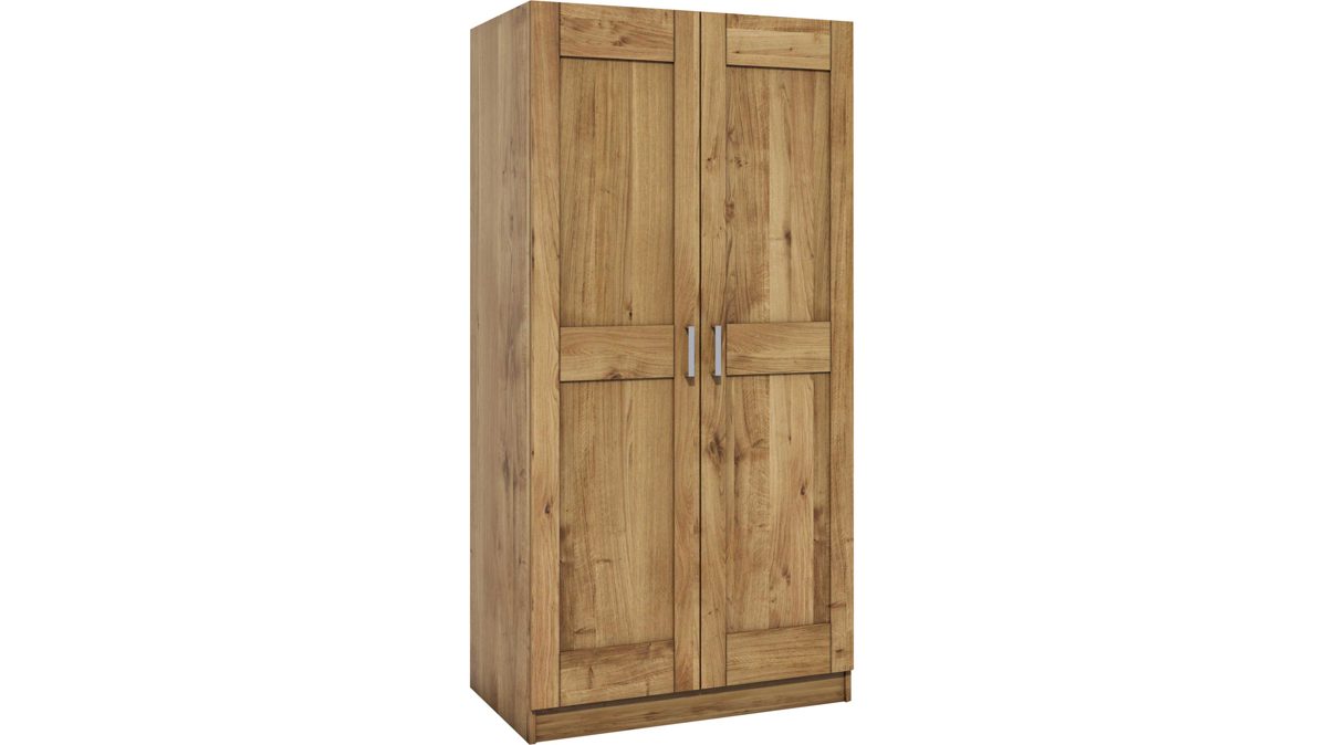 Kleiderschrank Elfo-möbel aus Holz in Holzfarben Kleiderschrank Toni geölte Wildeiche – zwei Türen, Breite ca. 102 cm