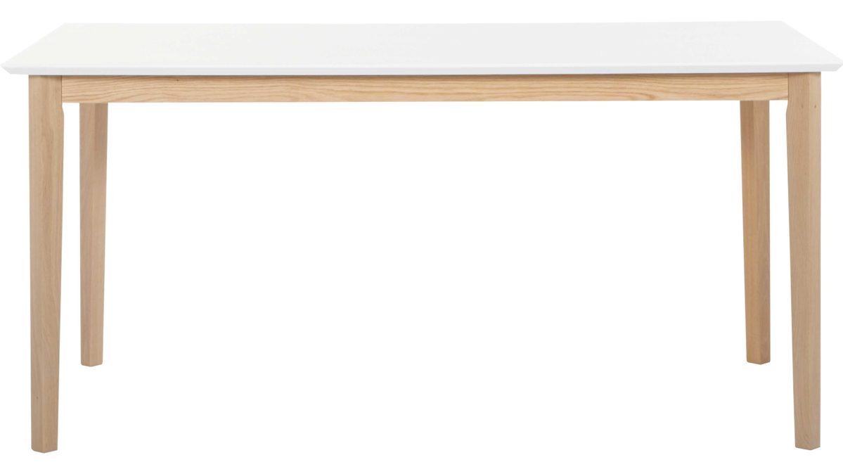 Auszugtisch KAWOO aus Holz in Weiß KAWOO Esszimmertisch Bonny mit Auszug bzw. Ausziehtisch Mattweiß & geölte Eiche - ca. 80 x 120-160 cm