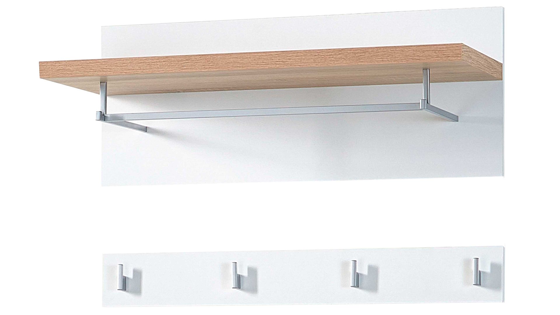 Wandgarderobe Germania aus Holz in Weiß Wandgarderoben-Set Top als Flurmöbel Sonoma Eiche & Weiß - zweiteilig