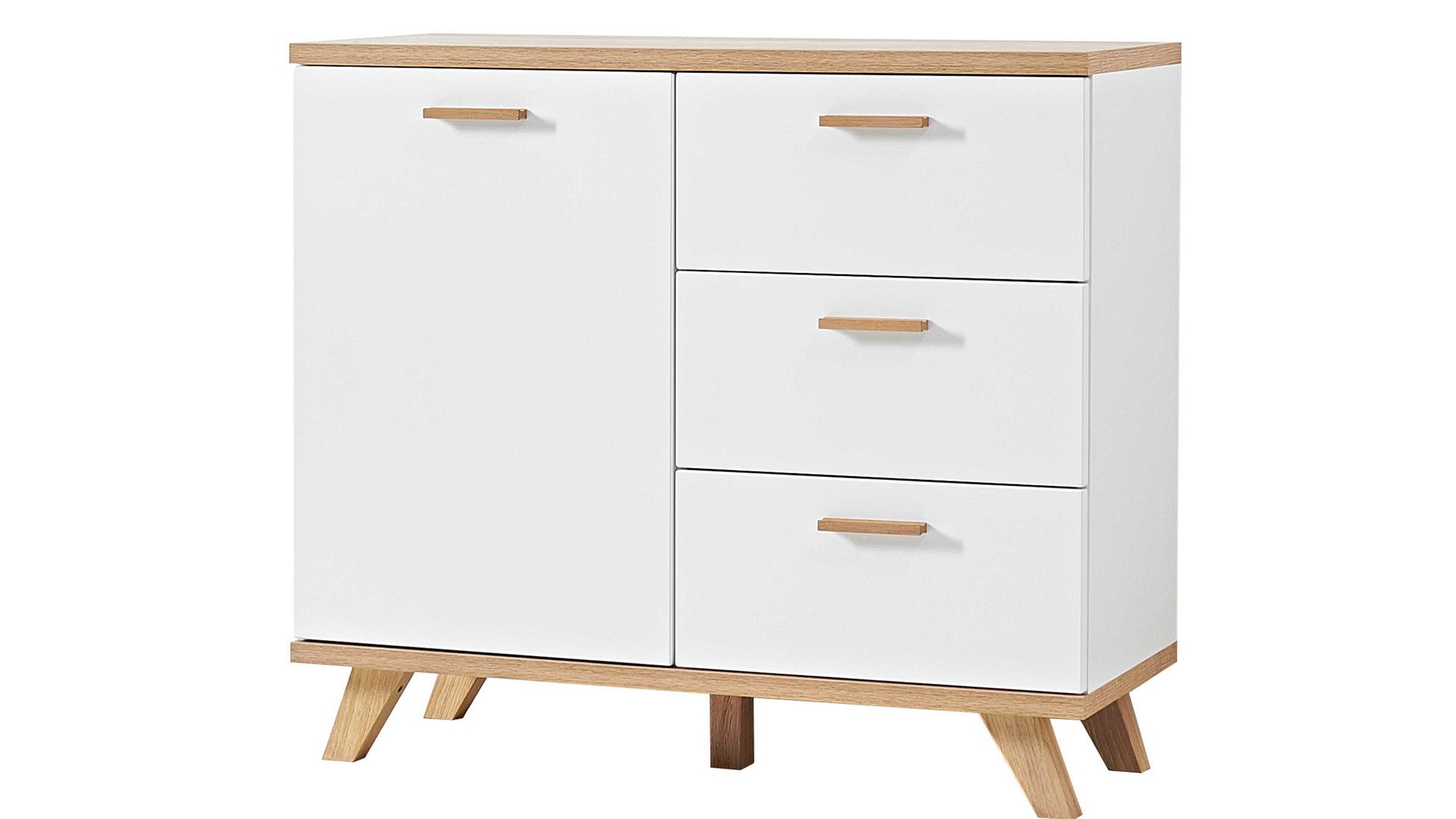 Kombikommode Germania aus Holz in Weiß Kommode Oslo bzw. Sideboard Mattweiß & Sanremo Eiche - eine Tür, drei Schubladen