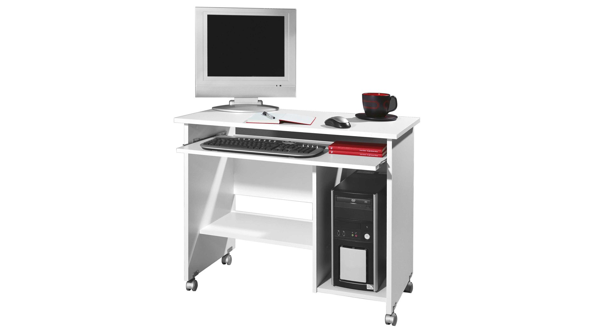 Computertisch Germania aus Holz in Weiß Computertisch 0482 ergänzt jede Büro Einrichtung Mattweiß - ca. 90 x 48 cm