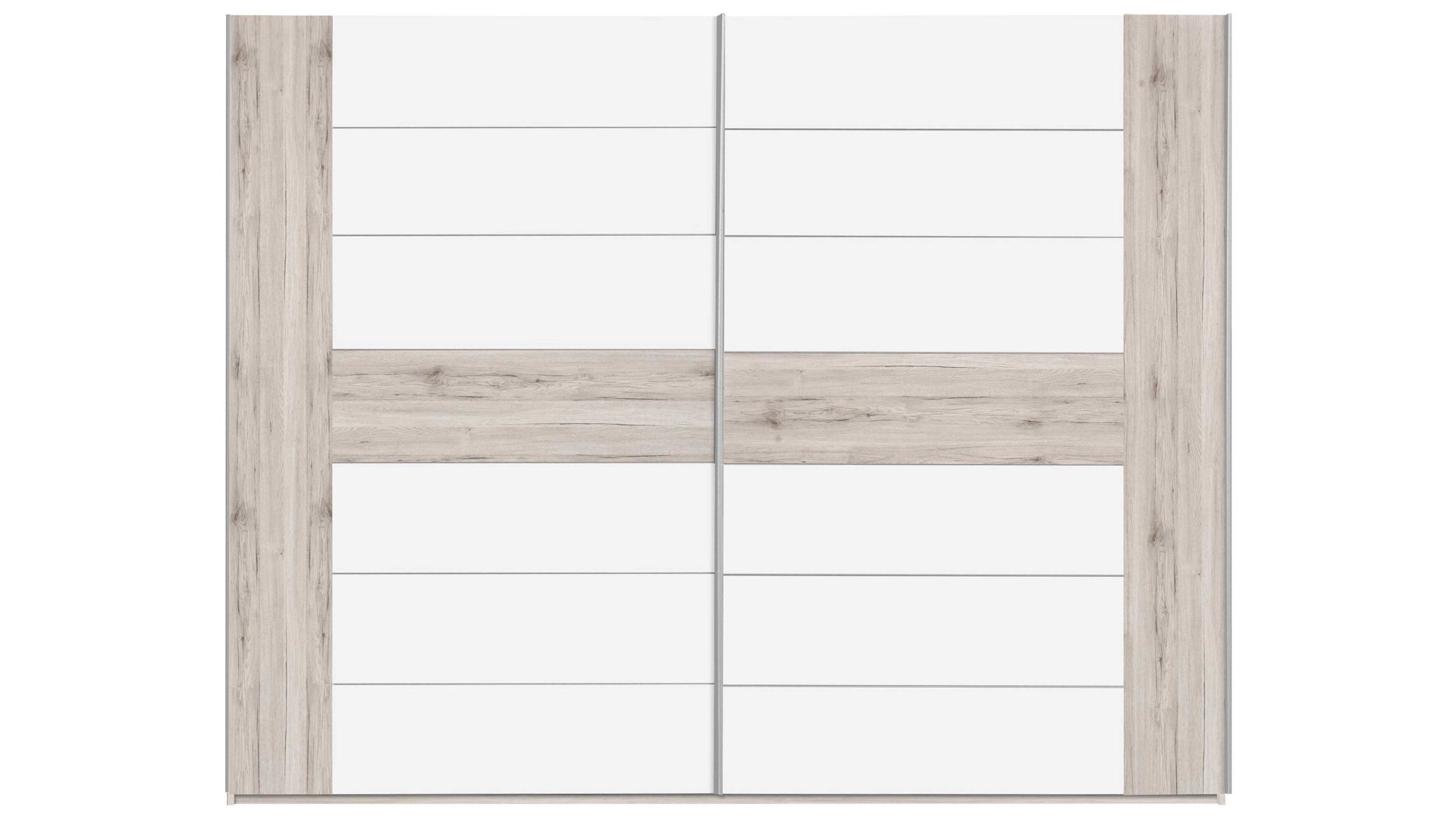 Kleiderschrank Forte aus Holz in Weiß Schwebetürenschrank Rondino Sandeiche & Weiß – zwei Türen