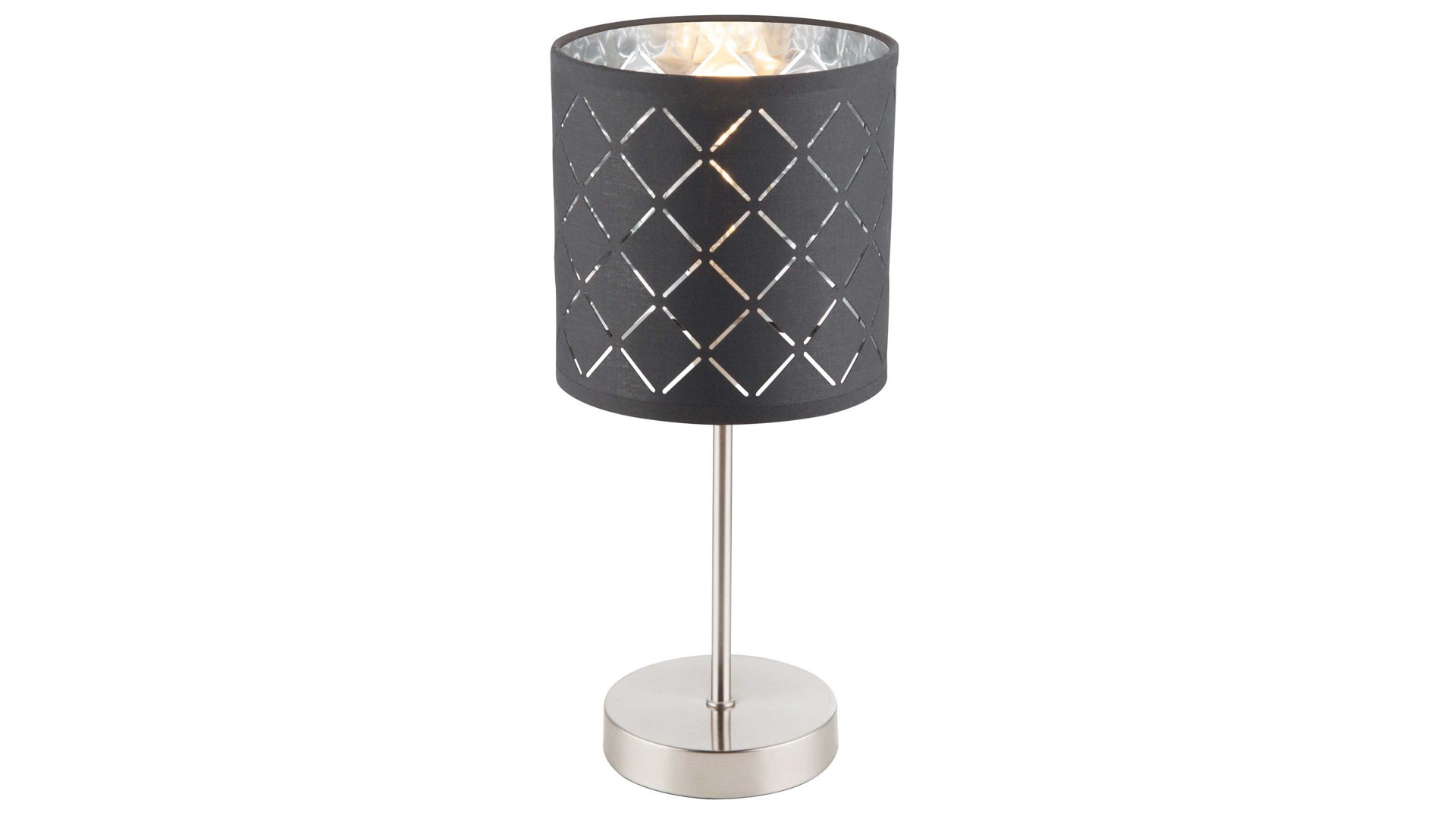 Tischleuchte Globo lighting aus Stoff in Metallfarben Tischleuchte Kidal Nickel matt & Grau – Höhe ca. 35 cm