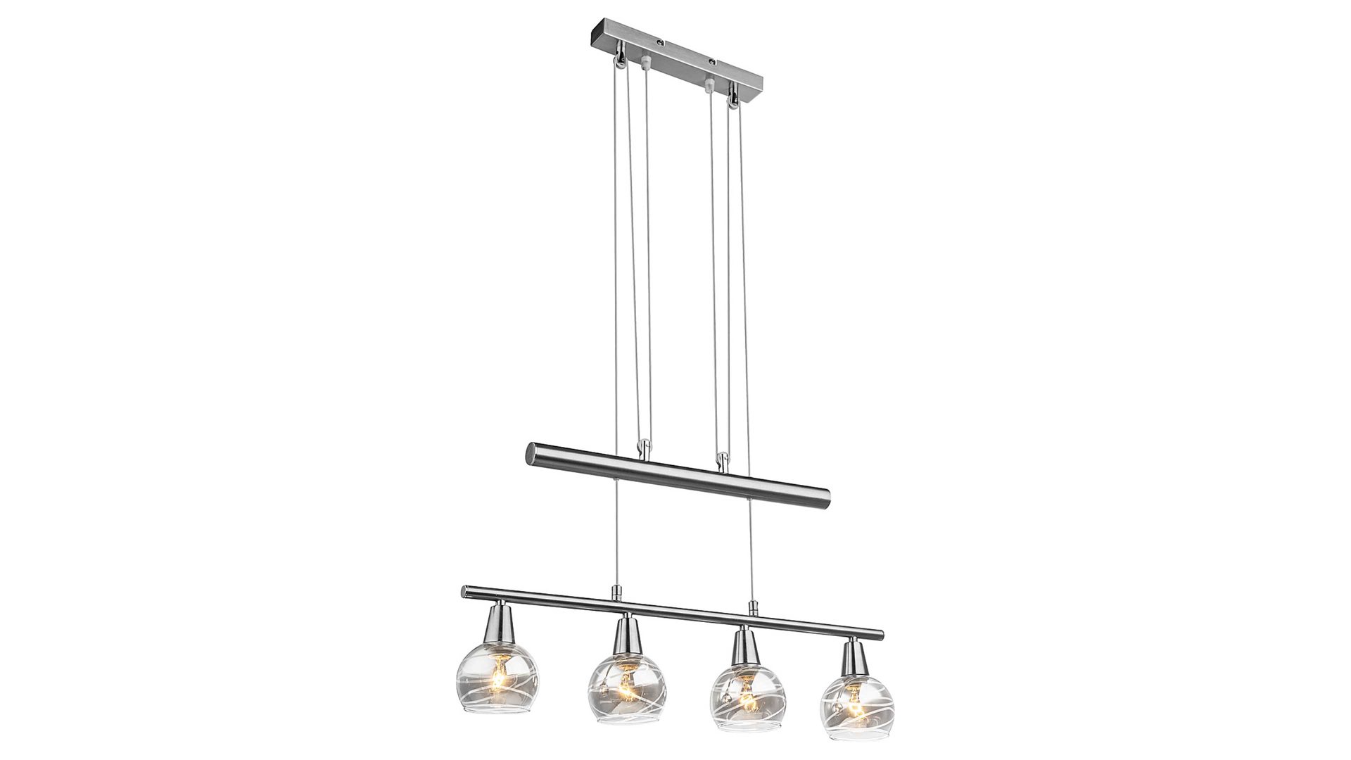 Pendelleuchte Globo lighting aus Glas in Grau LED-Pendelleuchte Roman rauchfarbenes & klares Glas, Nickel matt – Länge ca. 60 cm