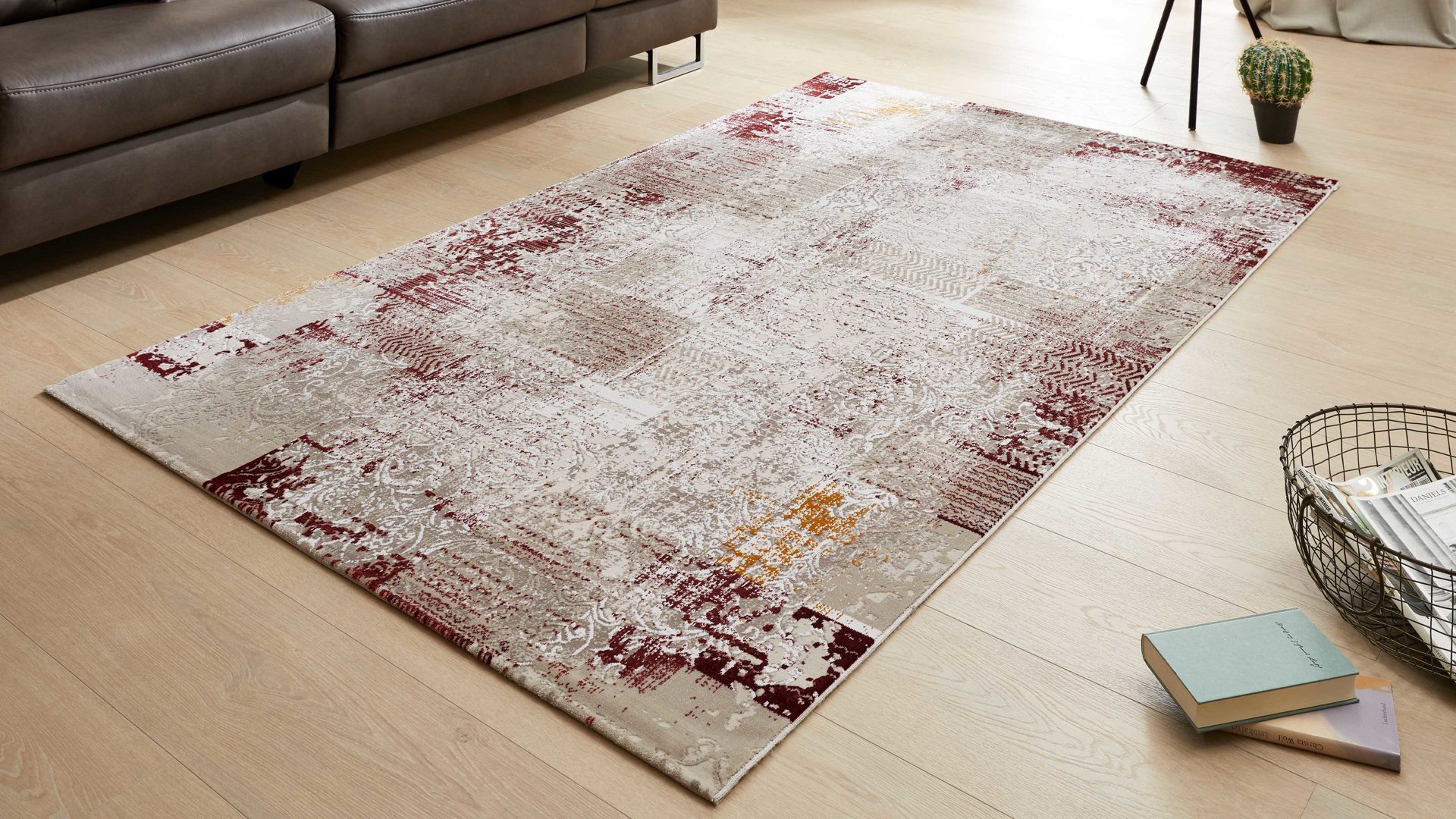 Webteppich Interliving aus Kunstfaser in Rot Interliving Teppich Serie L-8540 beige-rot – ca. 65 x 130 cm